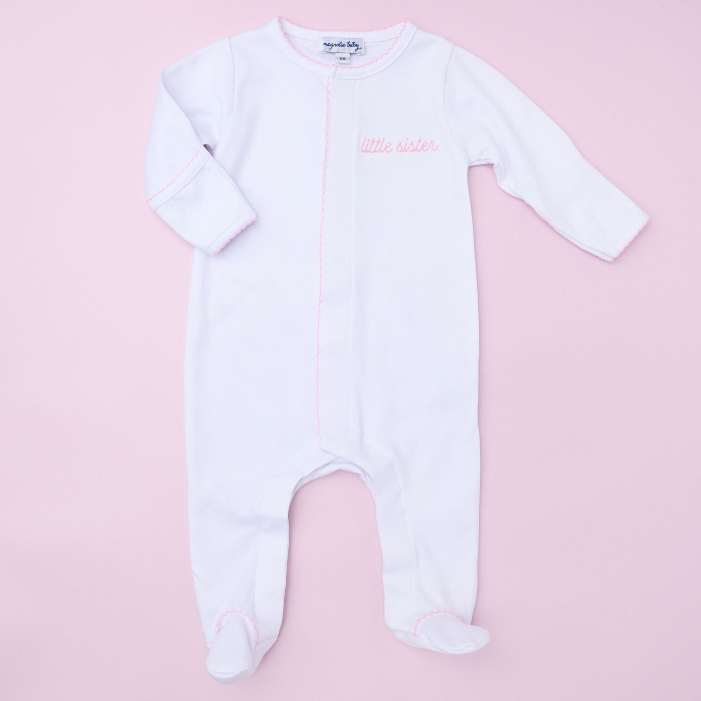 Little Sister Embroidered Footie - Magnolia Baby Footie