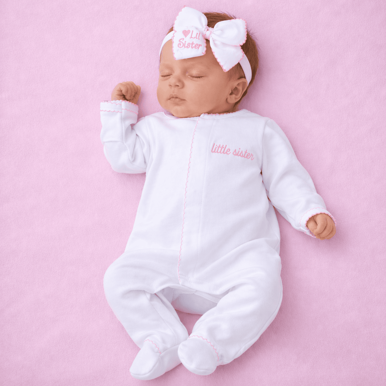 Little Sister Embroidered Footie Gift Set - Magnolia BabyBaby Gift Set