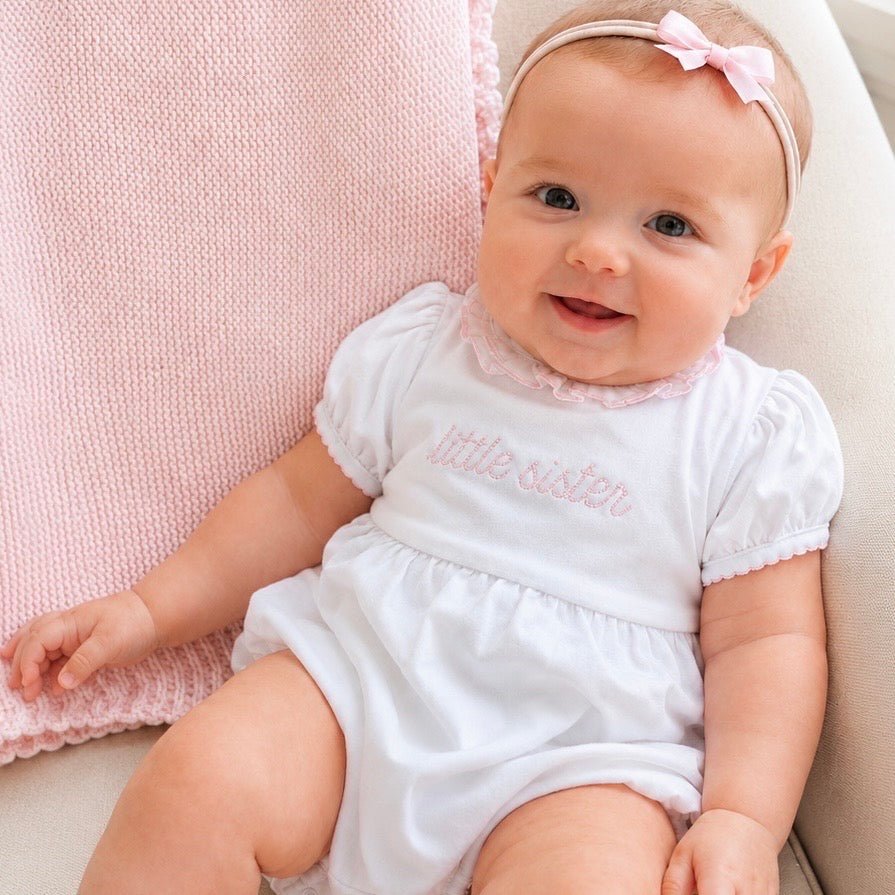 Magnolia Baby_Little Sister Embroidered Short Sleeve Ruffle Bubble_1