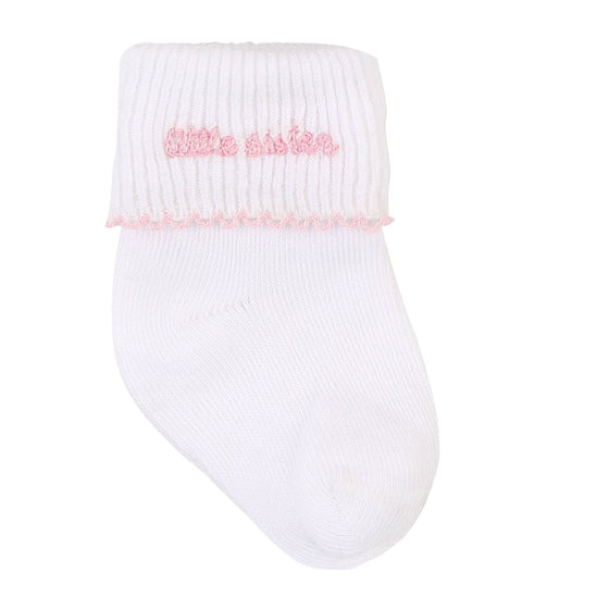 Little Sister Embroidered Socks - Magnolia BabySocks