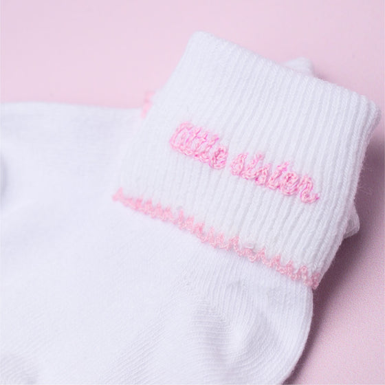 Little Sister Embroidered Socks - Magnolia BabySocks