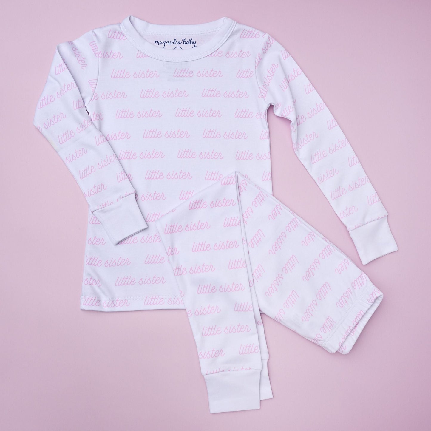 Little Sister Print Long Pajamas - Magnolia Baby Long Pajamas