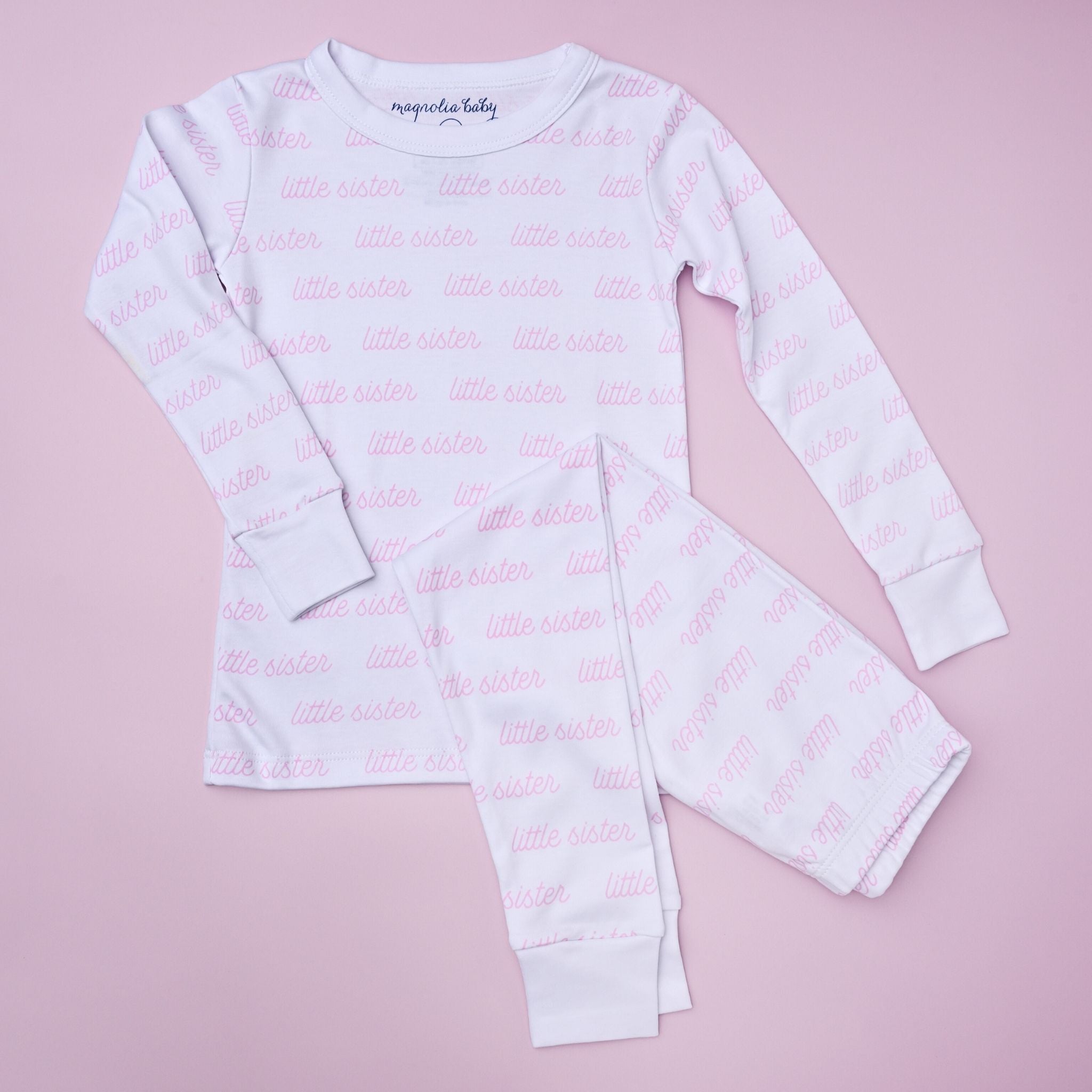 Little Sister Print Long Pajamas - Magnolia Baby Long Pajamas