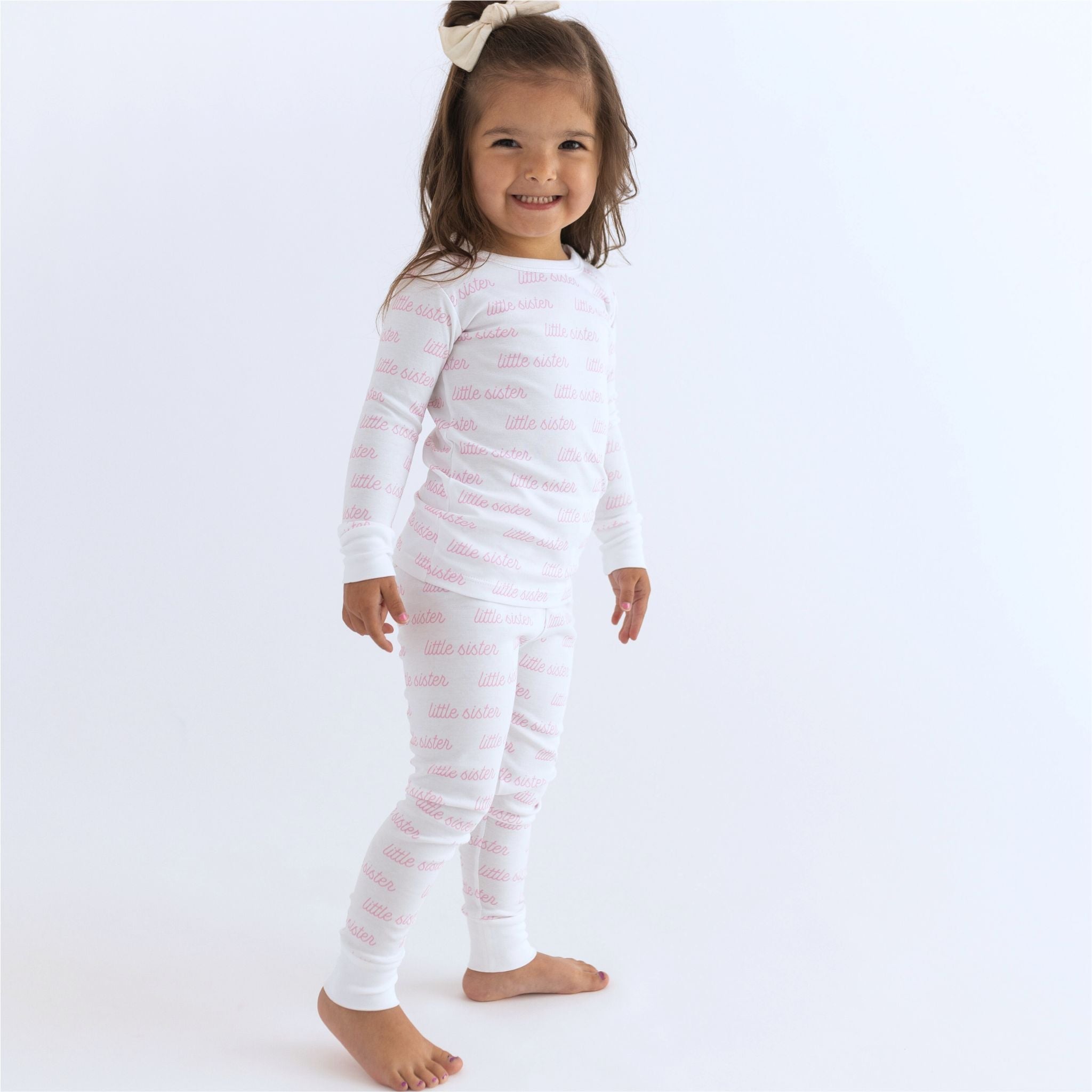 Little Sister Print Long Pajamas - Magnolia Baby Long Pajamas
