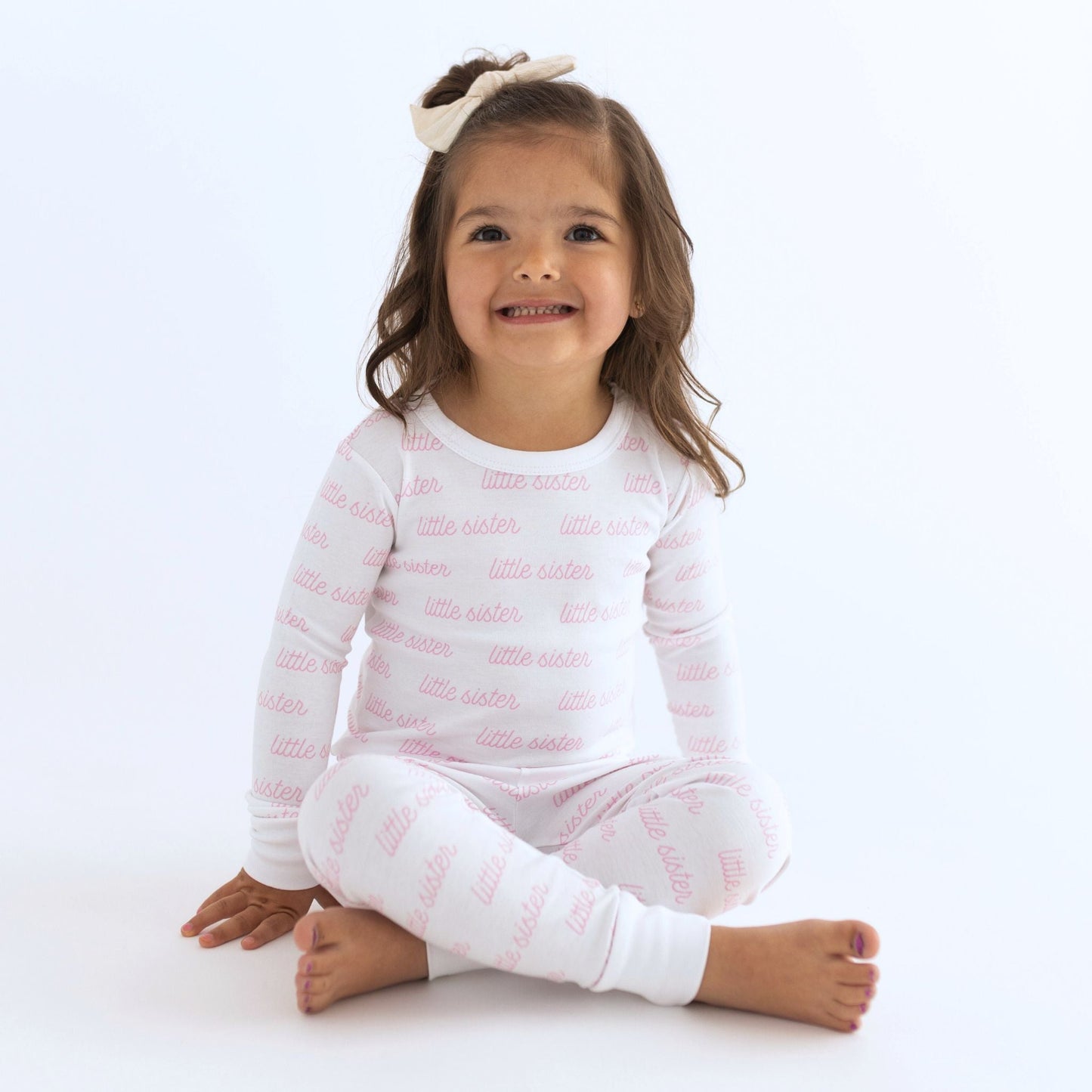 Little Sister Print Long Pajamas - Magnolia Baby Long Pajamas