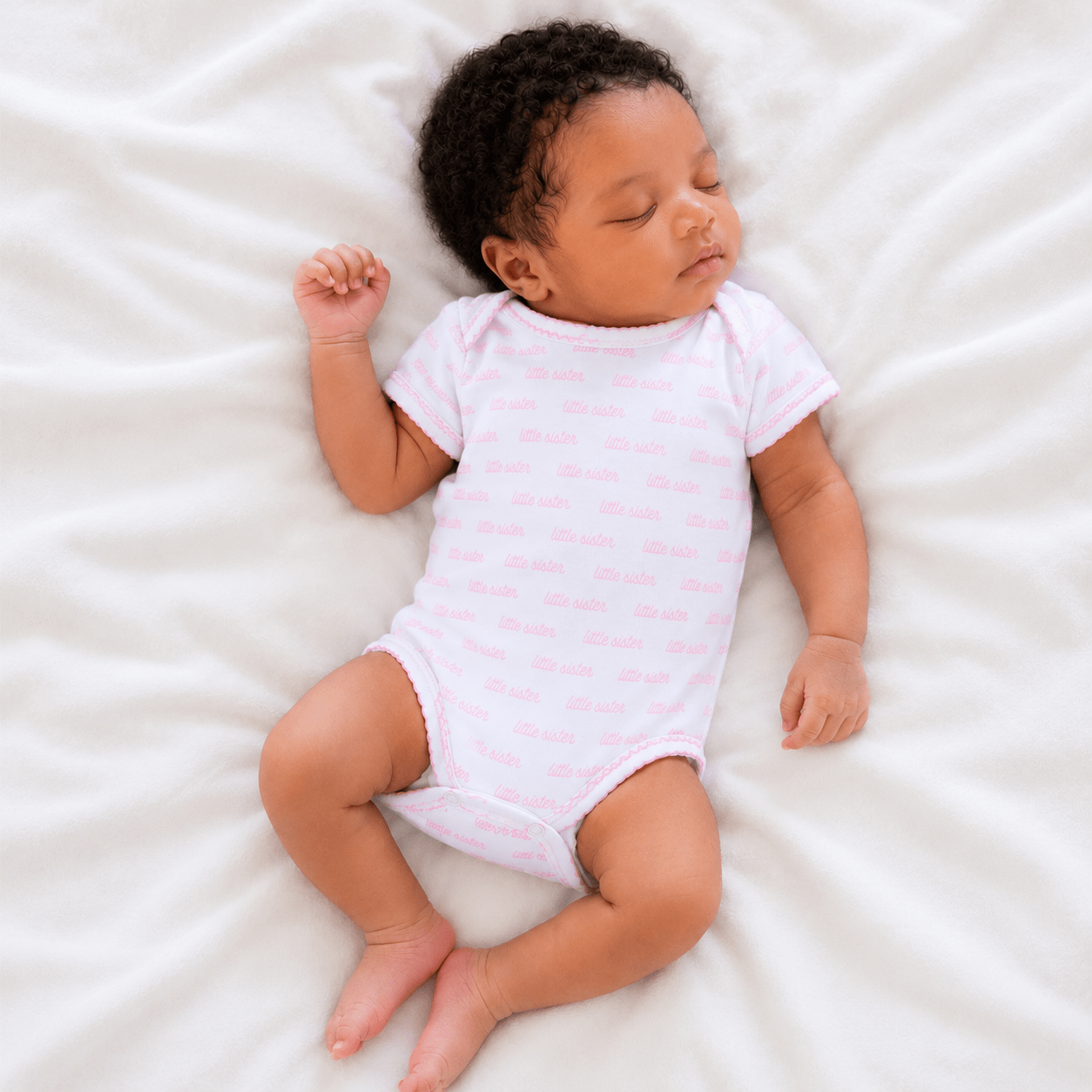 Little Sister Print Short Sleeve Bodysuit - Magnolia BabyBodysuit