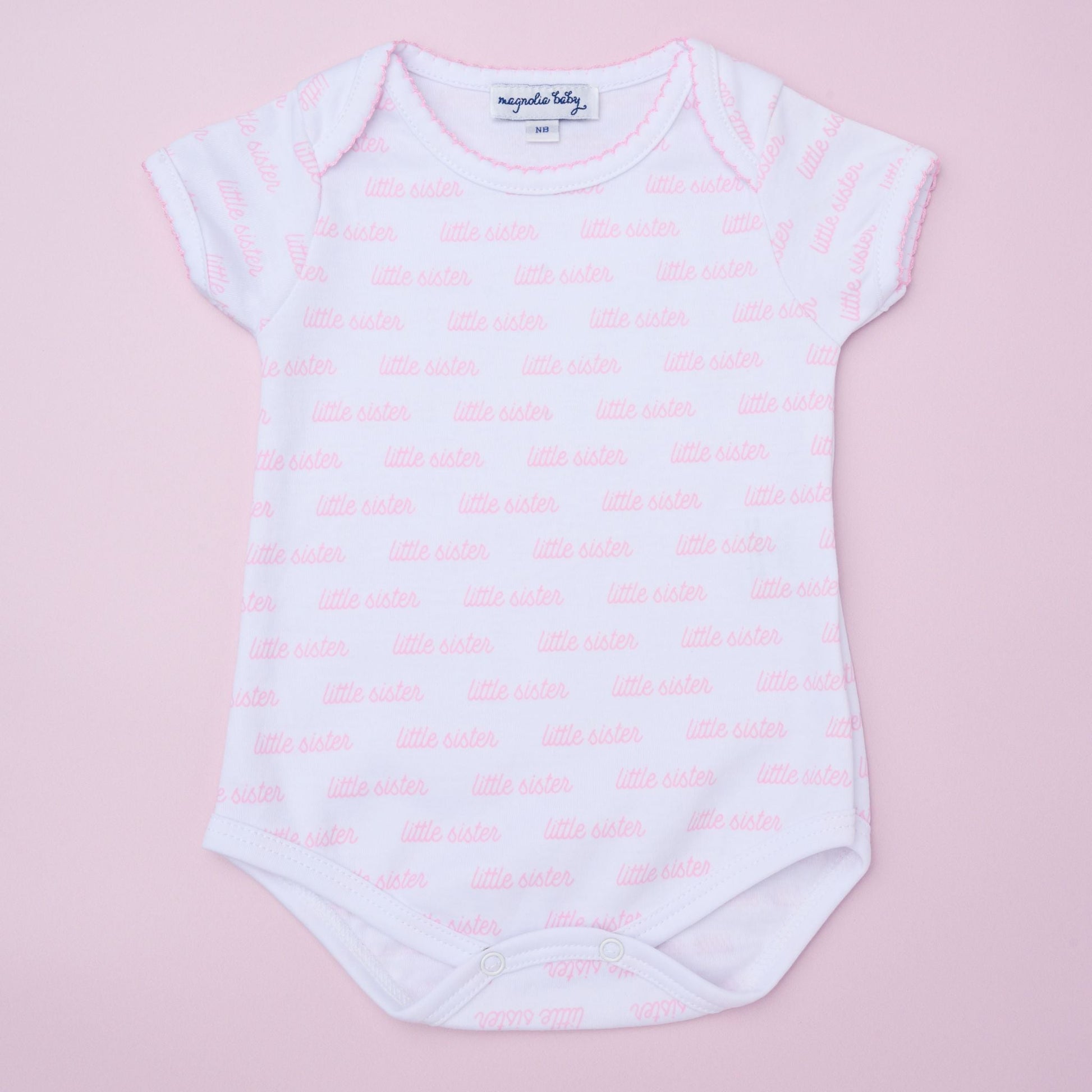 Little Sister Print Short Sleeve Bodysuit - Magnolia Baby Bodysuit