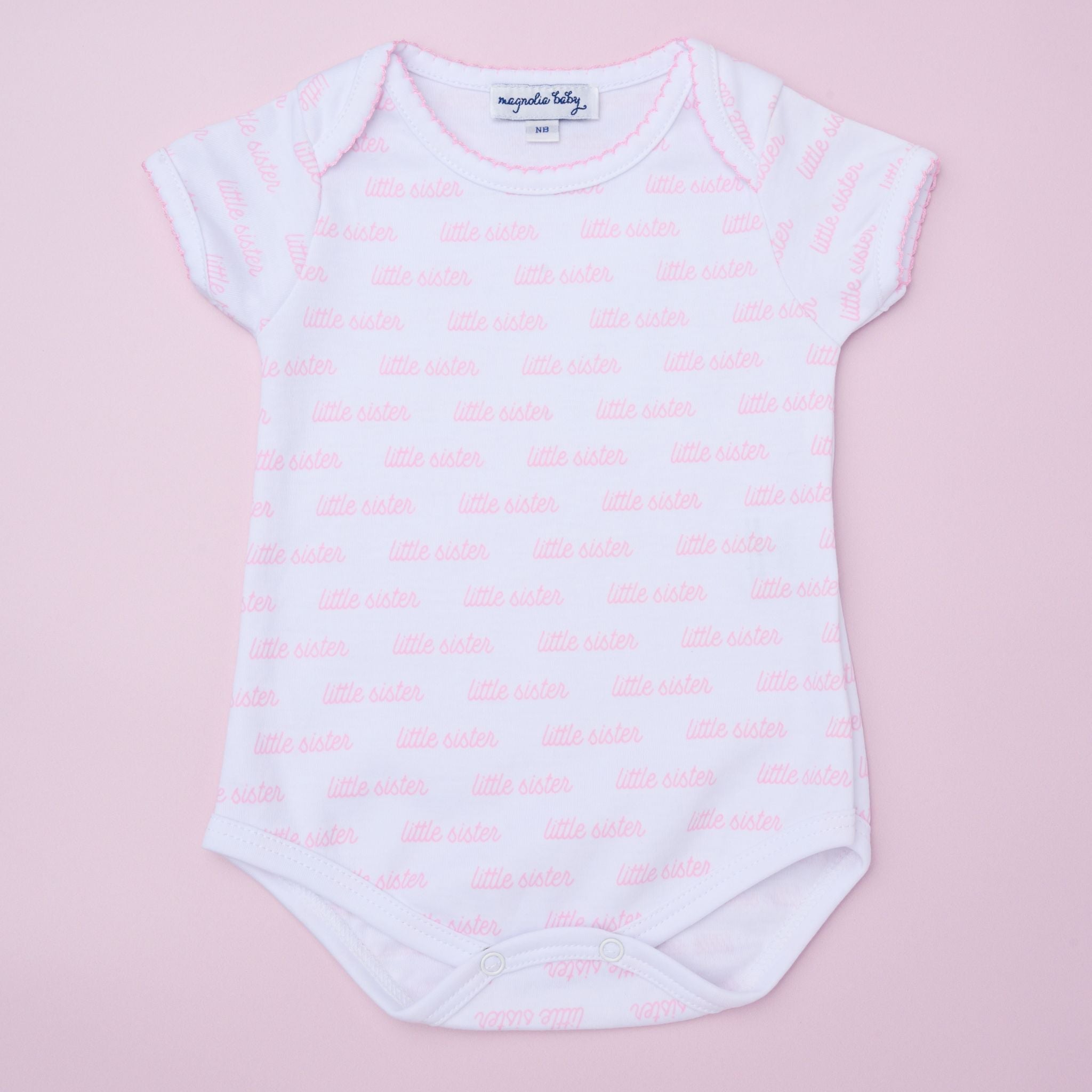 Little Sister Print Short Sleeve Bodysuit - Magnolia Baby Bodysuit