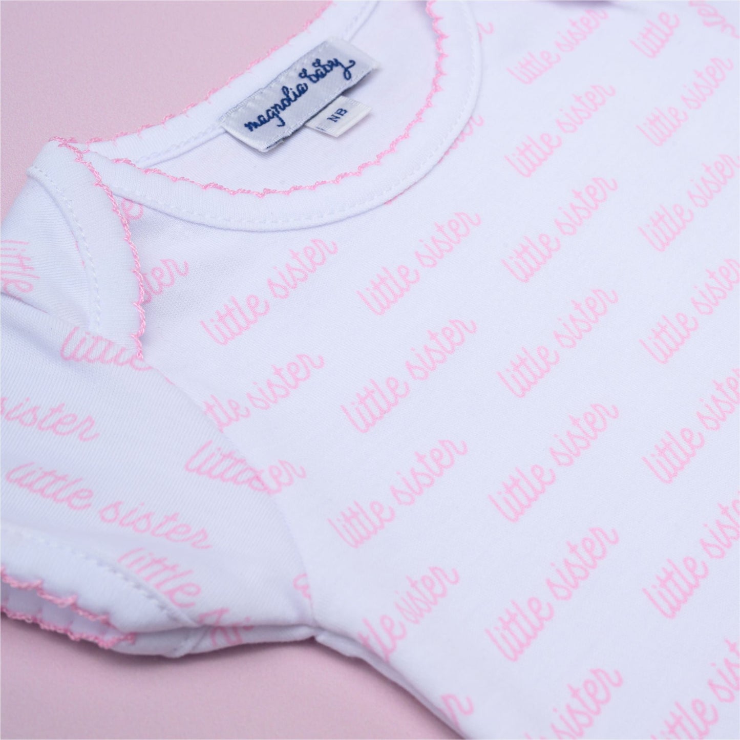 Little Sister Print Short Sleeve Bodysuit - Magnolia Baby Bodysuit