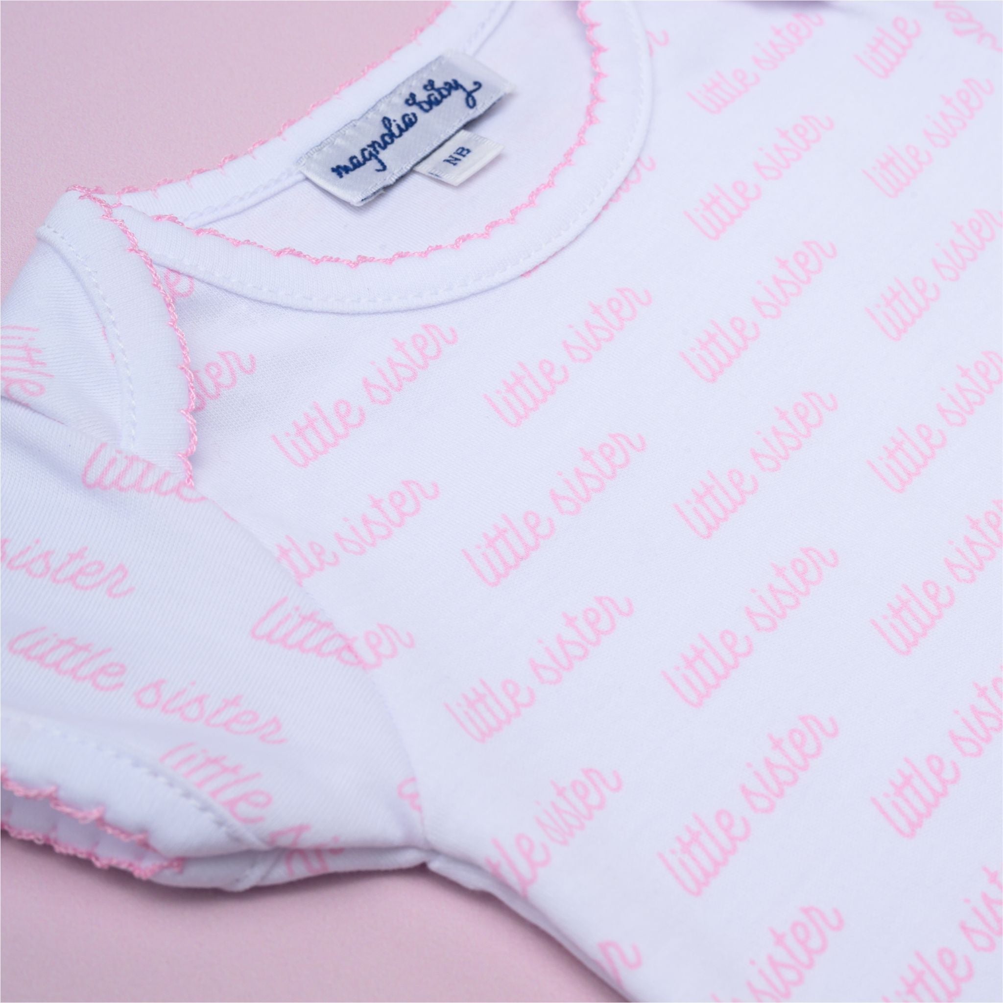 Little Sister Print Short Sleeve Bodysuit - Magnolia Baby Bodysuit