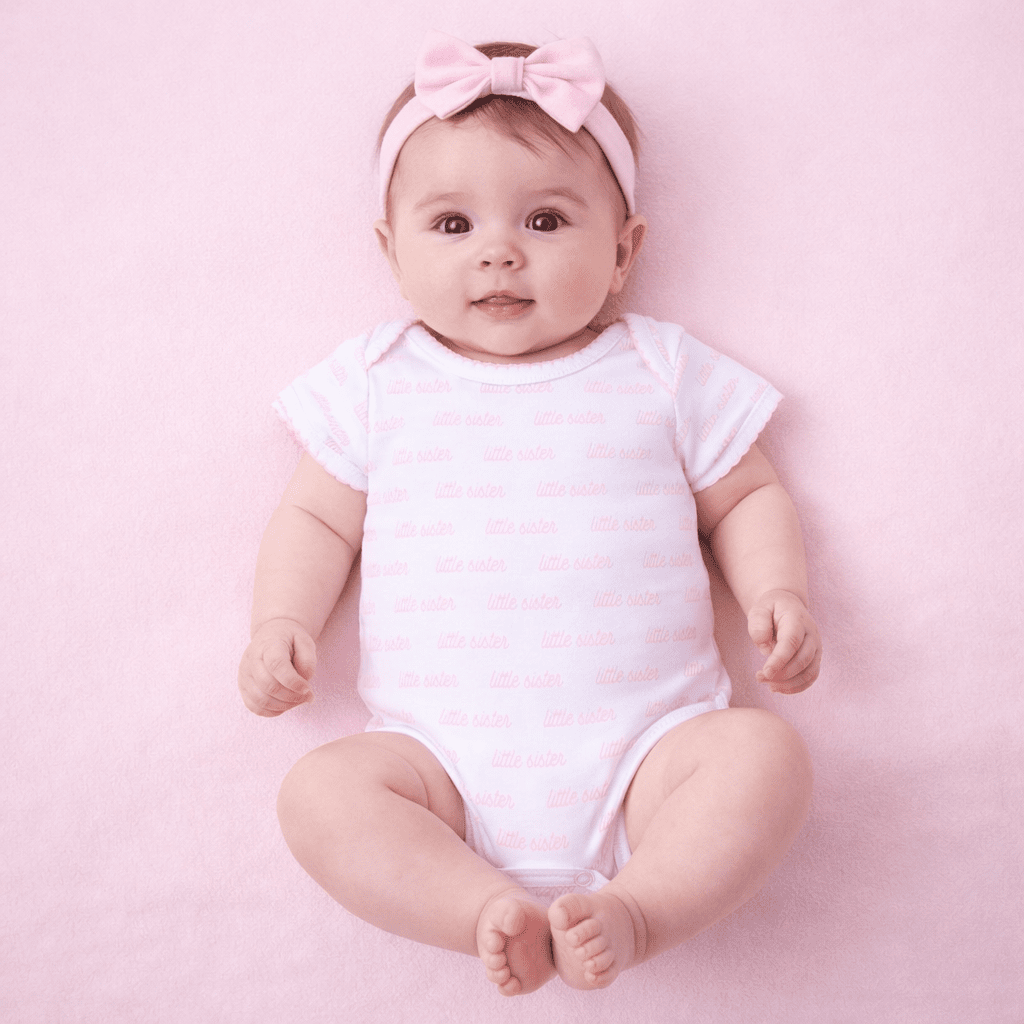 Little Sister Print Short Sleeve Bodysuit - Magnolia BabyBodysuit