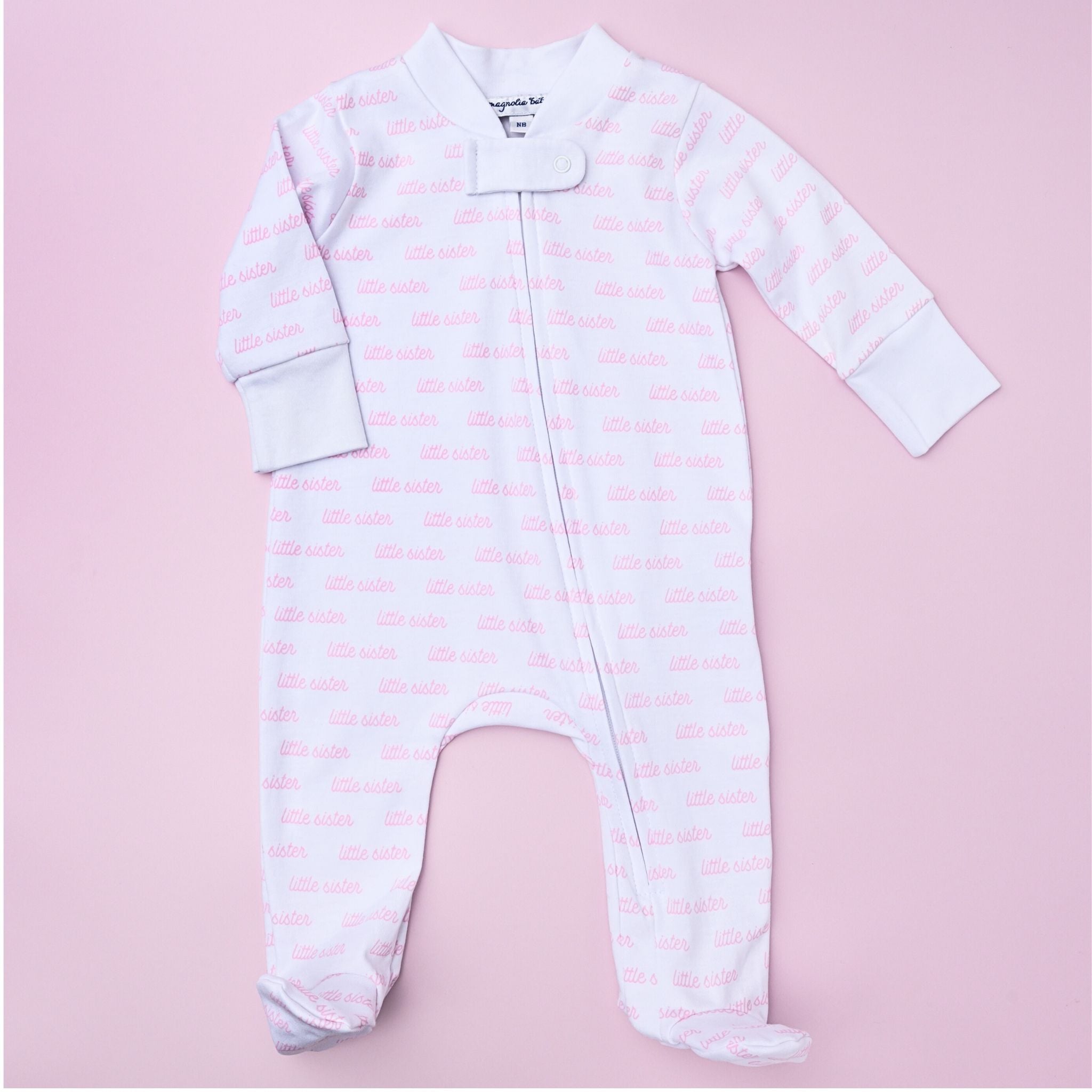 Little Sister Print Zip Footie - Magnolia Baby Footie