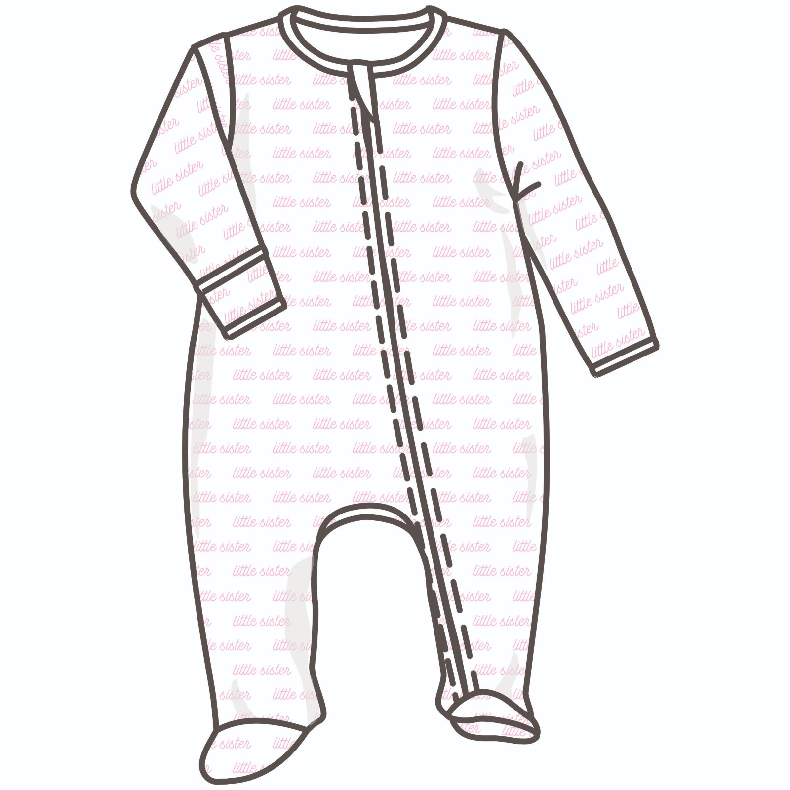 Little Sister Print Zip Footie - Magnolia BabyFootie