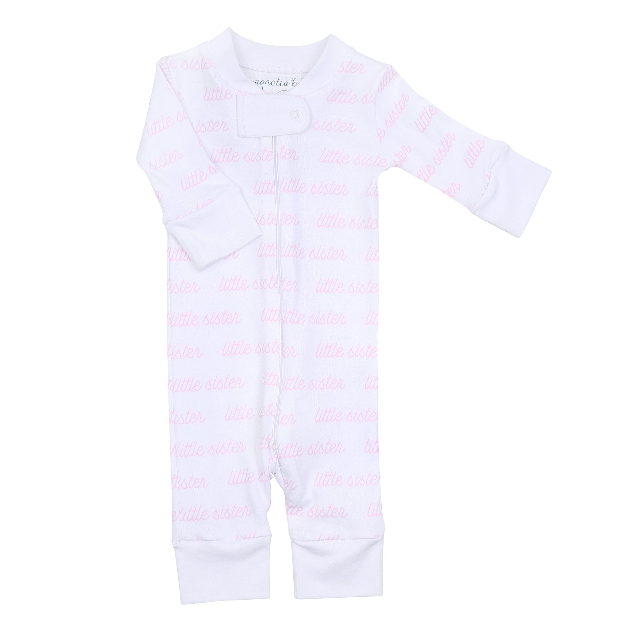 Little Sister Print Zip Pajamas - Magnolia Baby Zipper Pajamas
