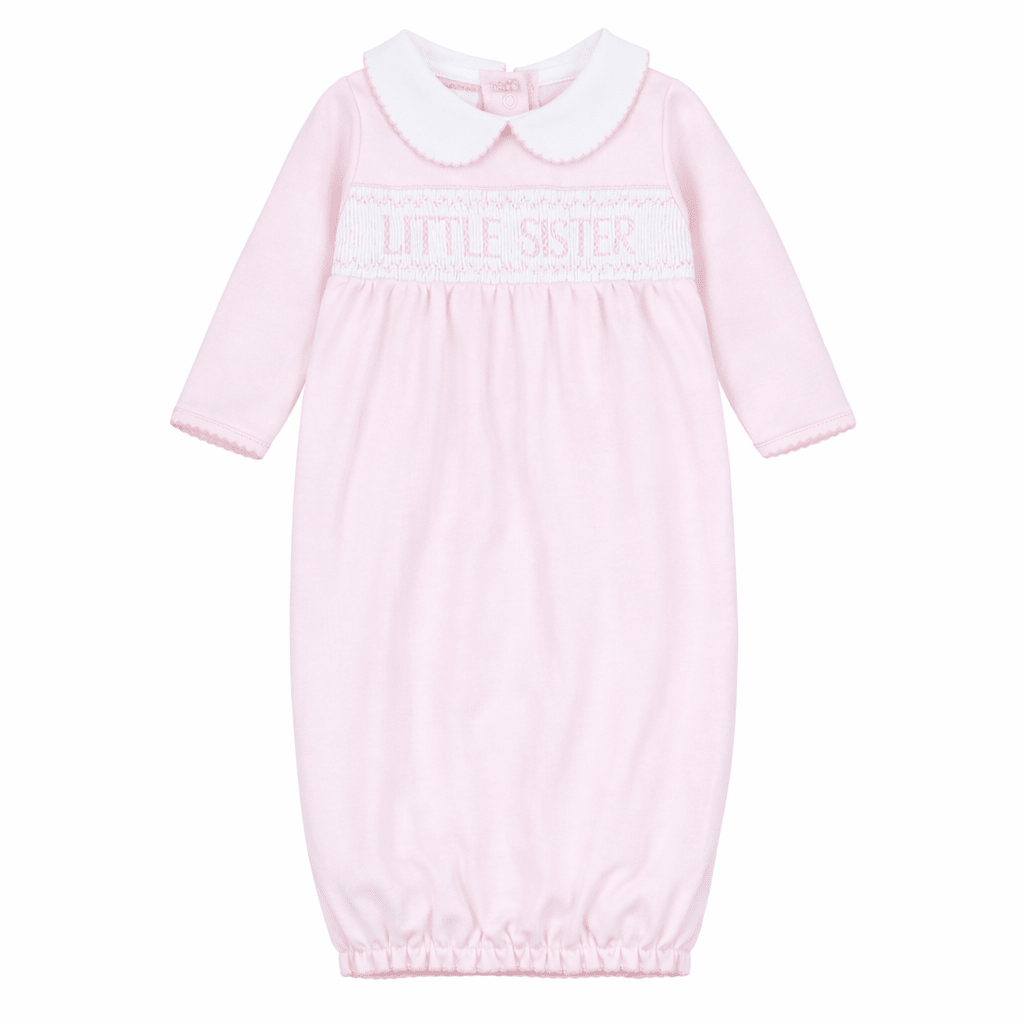 Little Sister Smocked Gathered Gown - Magnolia BabyGown