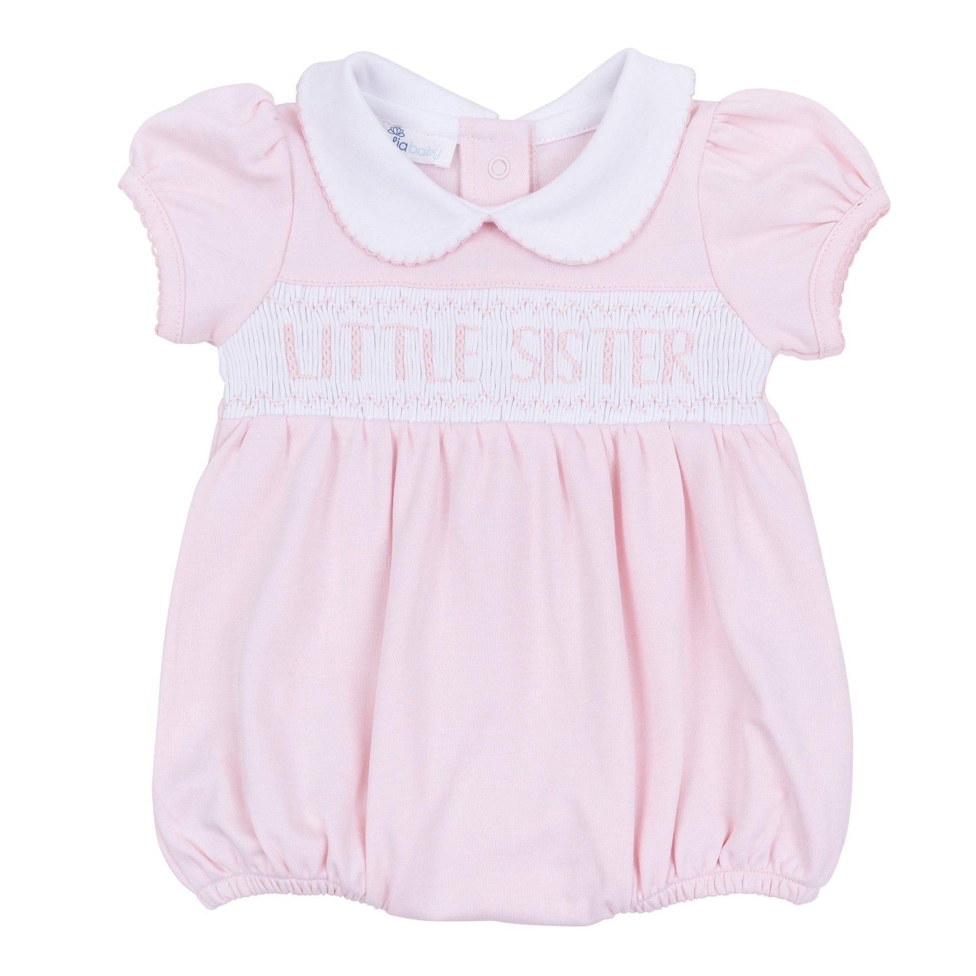 Little Sister Smocked Short Sleeve Bubble - Magnolia BabyBubble