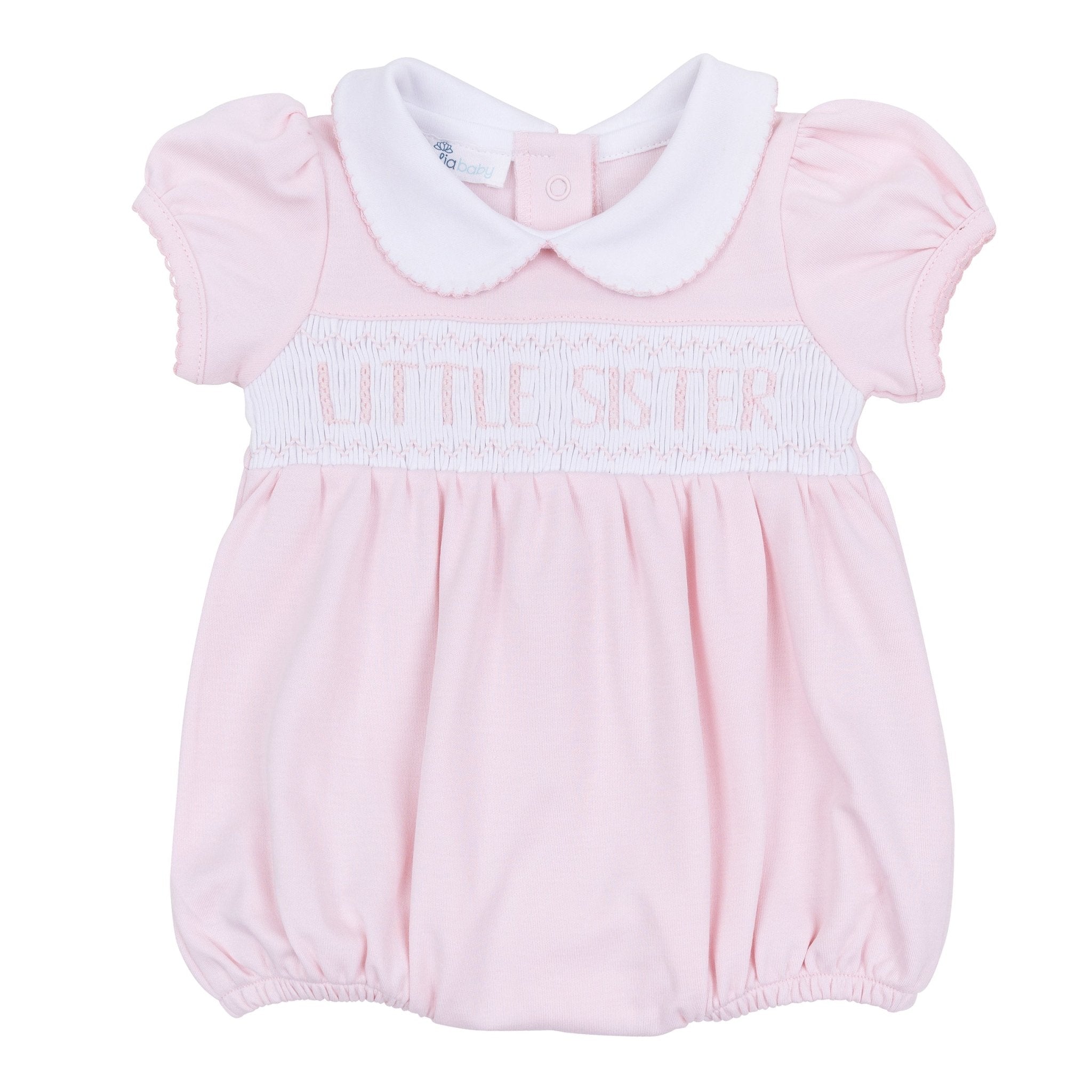 Little Sister Smocked Short Sleeve Bubble - Magnolia BabyBubble