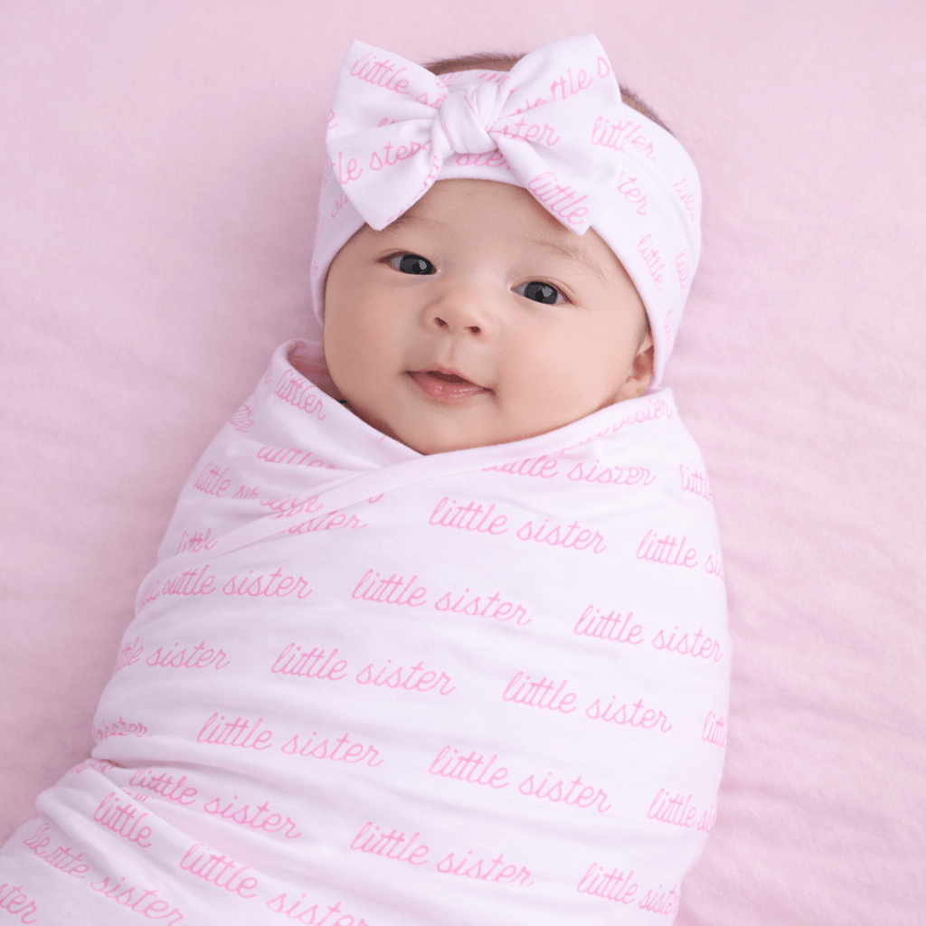 Little Sister Swaddle Blanket & Headband Gift Set - Magnolia BabyBaby Gift Set