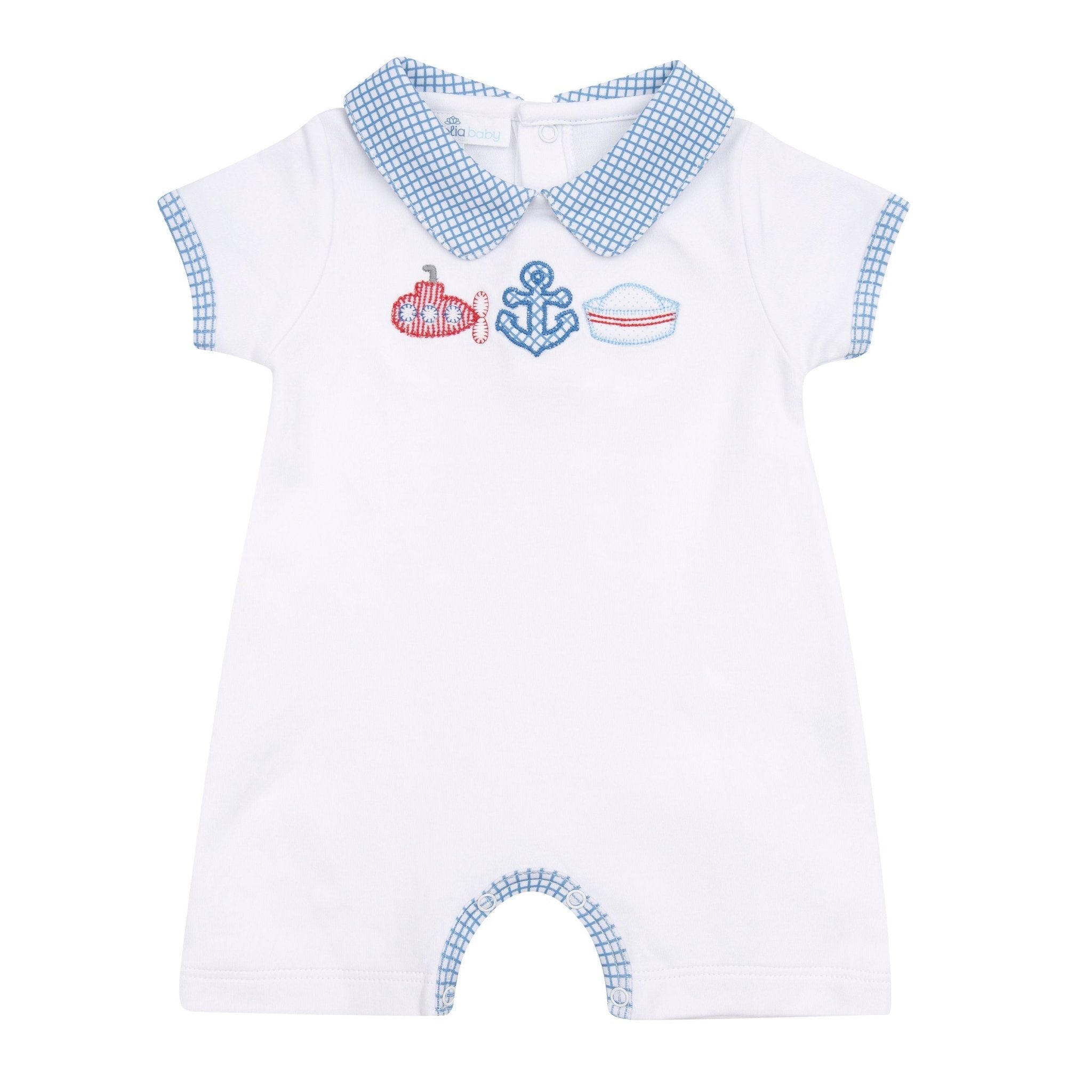 Little Skipper Applique Collared Short Playsuit - Magnolia BabyShort Playsuit