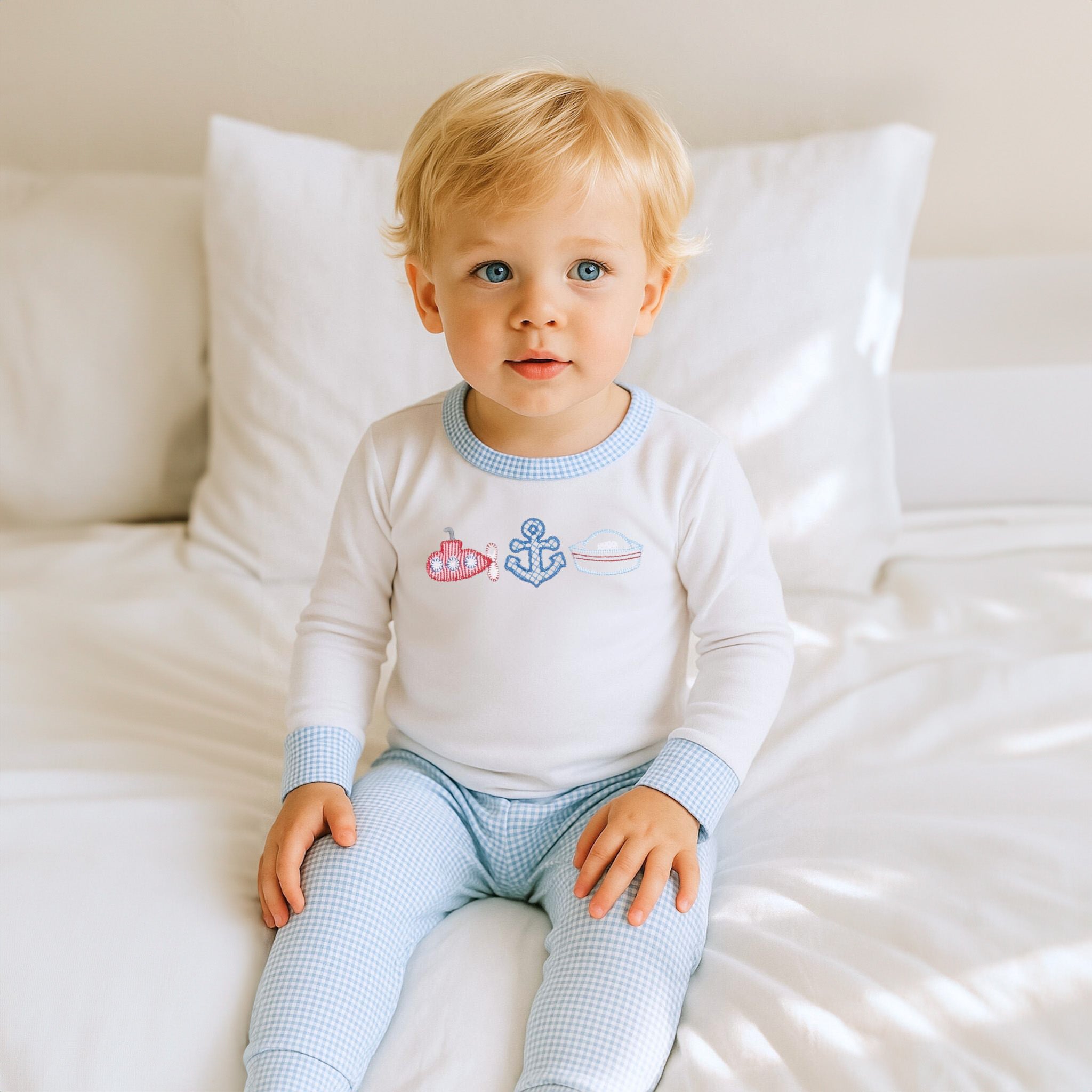 Little Skipper Applique Long Pajamas - Magnolia BabyLong Pajamas