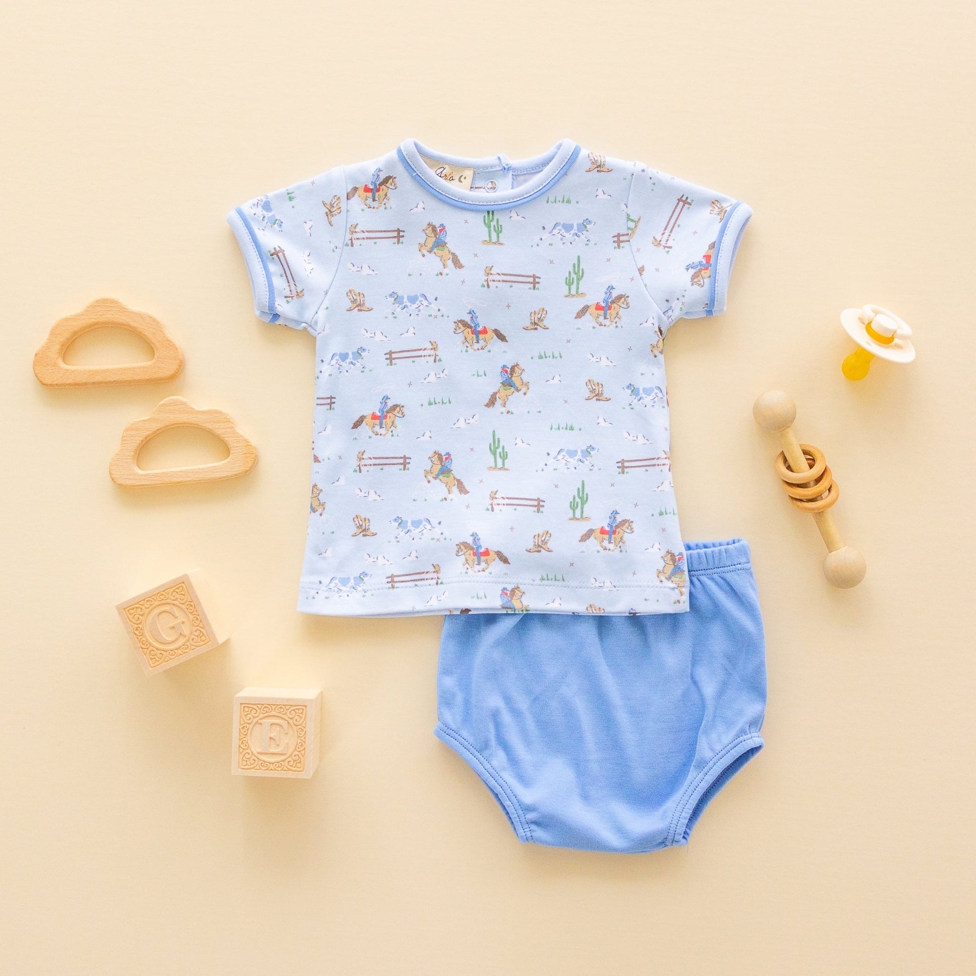 Little Wranglers Diaper Cover Set - Sky - Magnolia BabyDiaper Cover