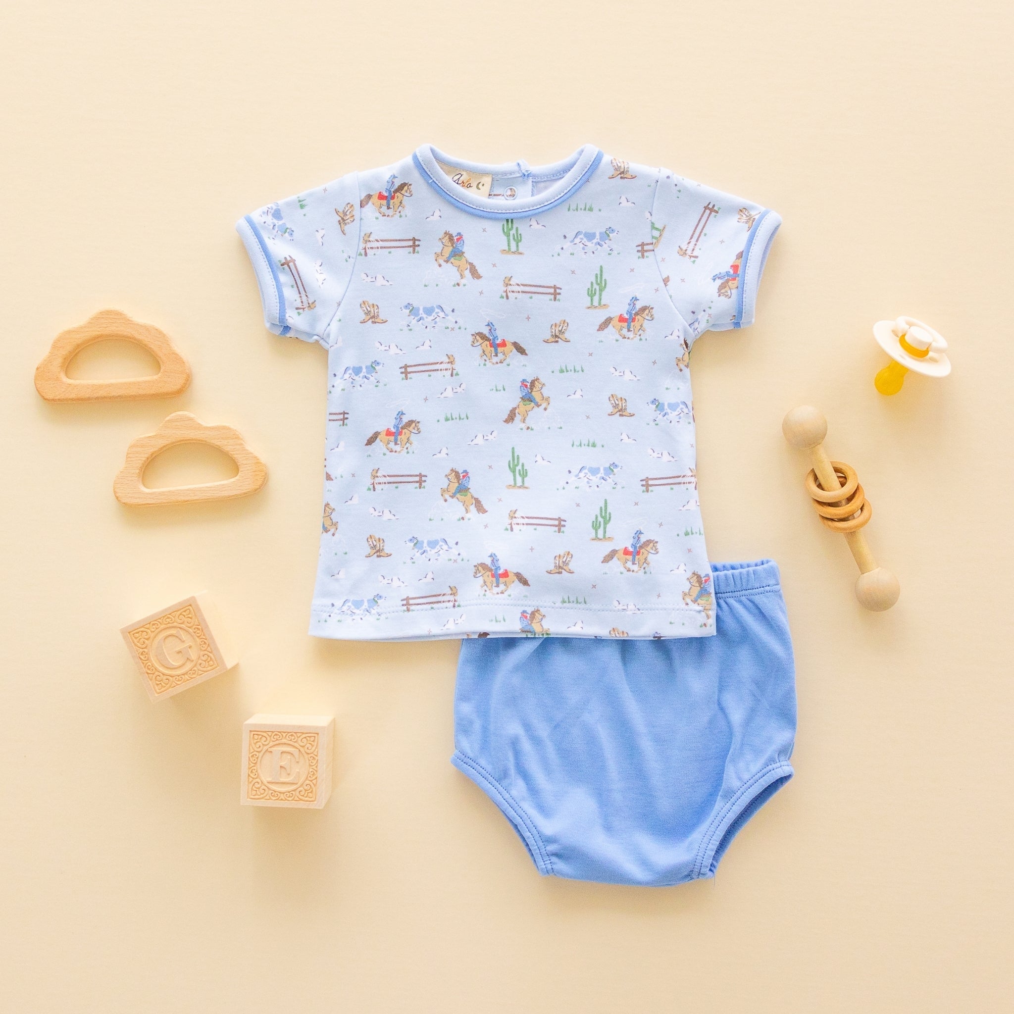 Little Wranglers Diaper Cover Set - Sky - Magnolia BabyDiaper Cover