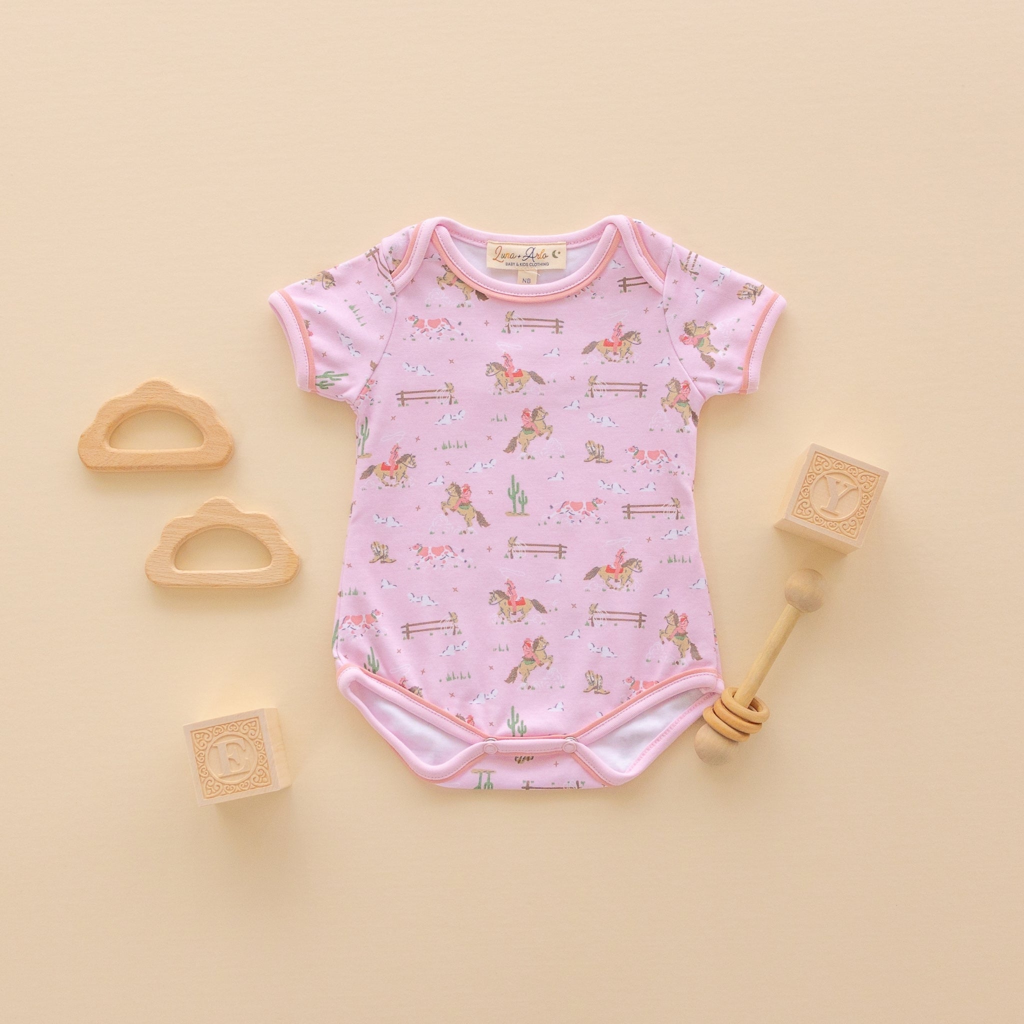 Little Wranglers Lap Bodysuit - Dusty Rose - Magnolia BabyBodysuit