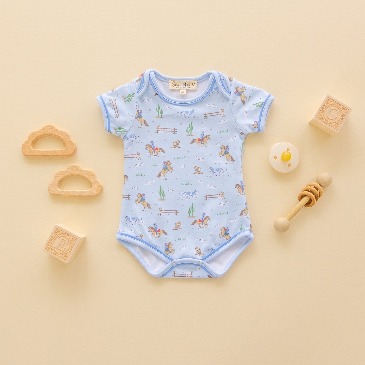 Little Wranglers Lap Bodysuit - Sky - Magnolia BabyBodysuit