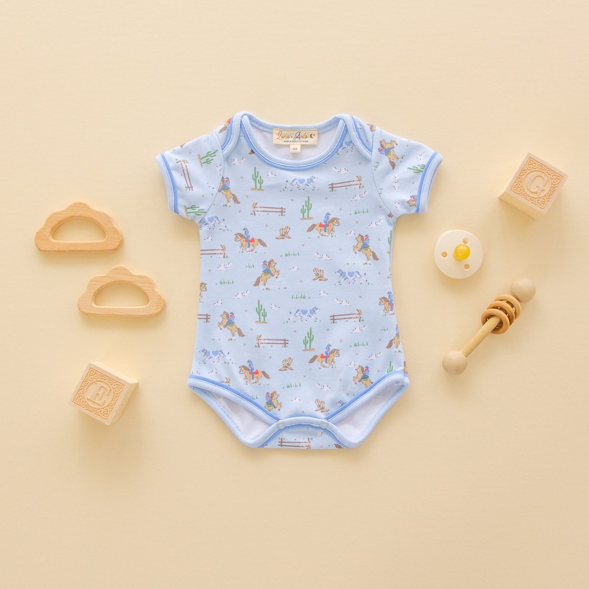 Little Wranglers Lap Bodysuit - Sky - Magnolia BabyBodysuit