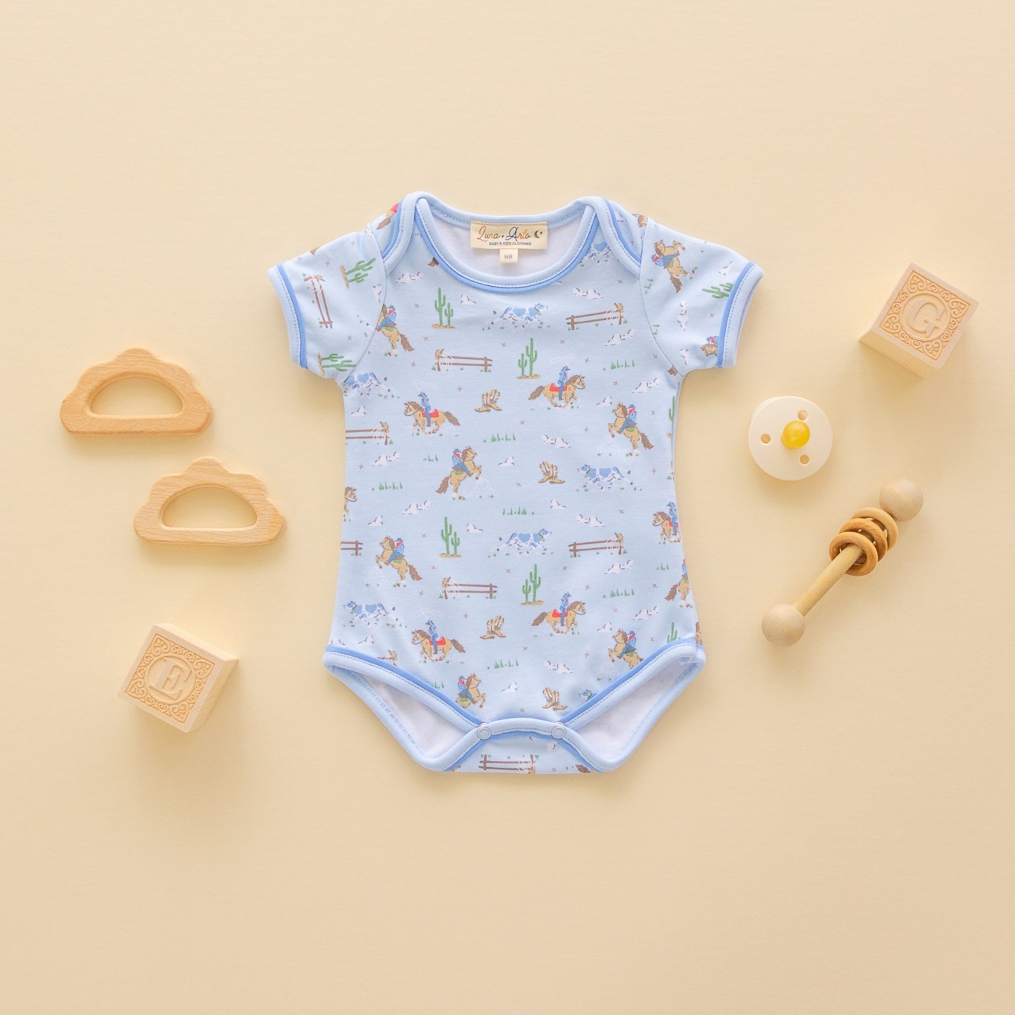 Little Wranglers Lap Bodysuit - Sky - Magnolia BabyBodysuit