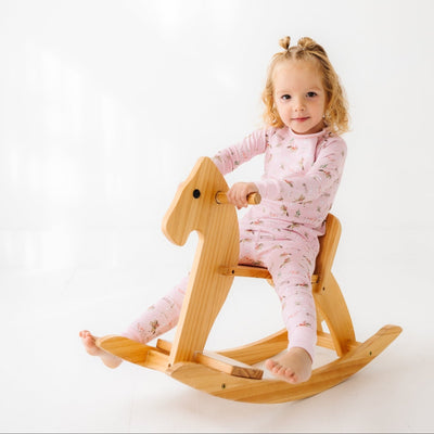 Little Wranglers Long Pajamas - Dusty Rose - Magnolia BabyLong Pajamas