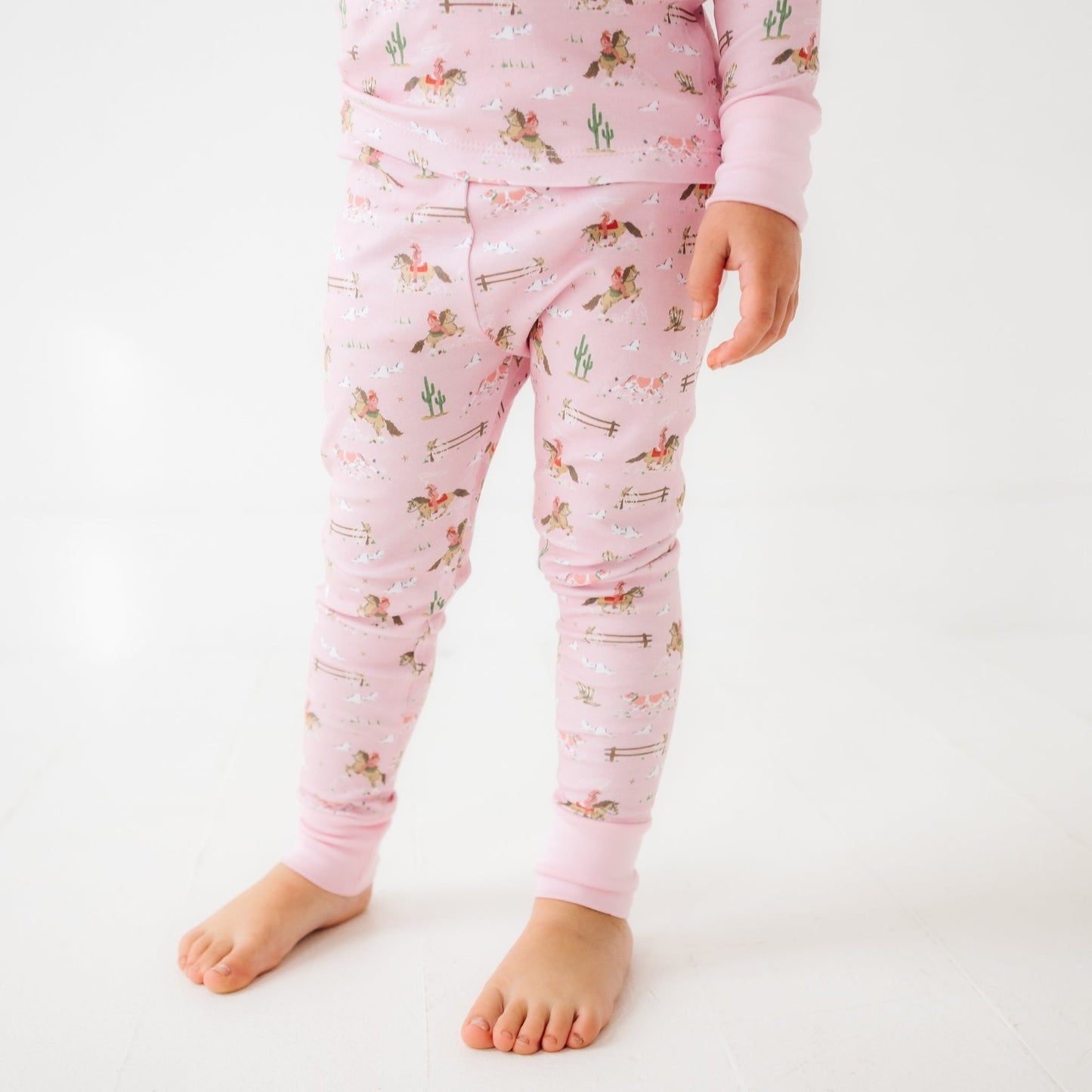 Little Wranglers Long Pajamas - Dusty Rose - Magnolia BabyLong Pajamas