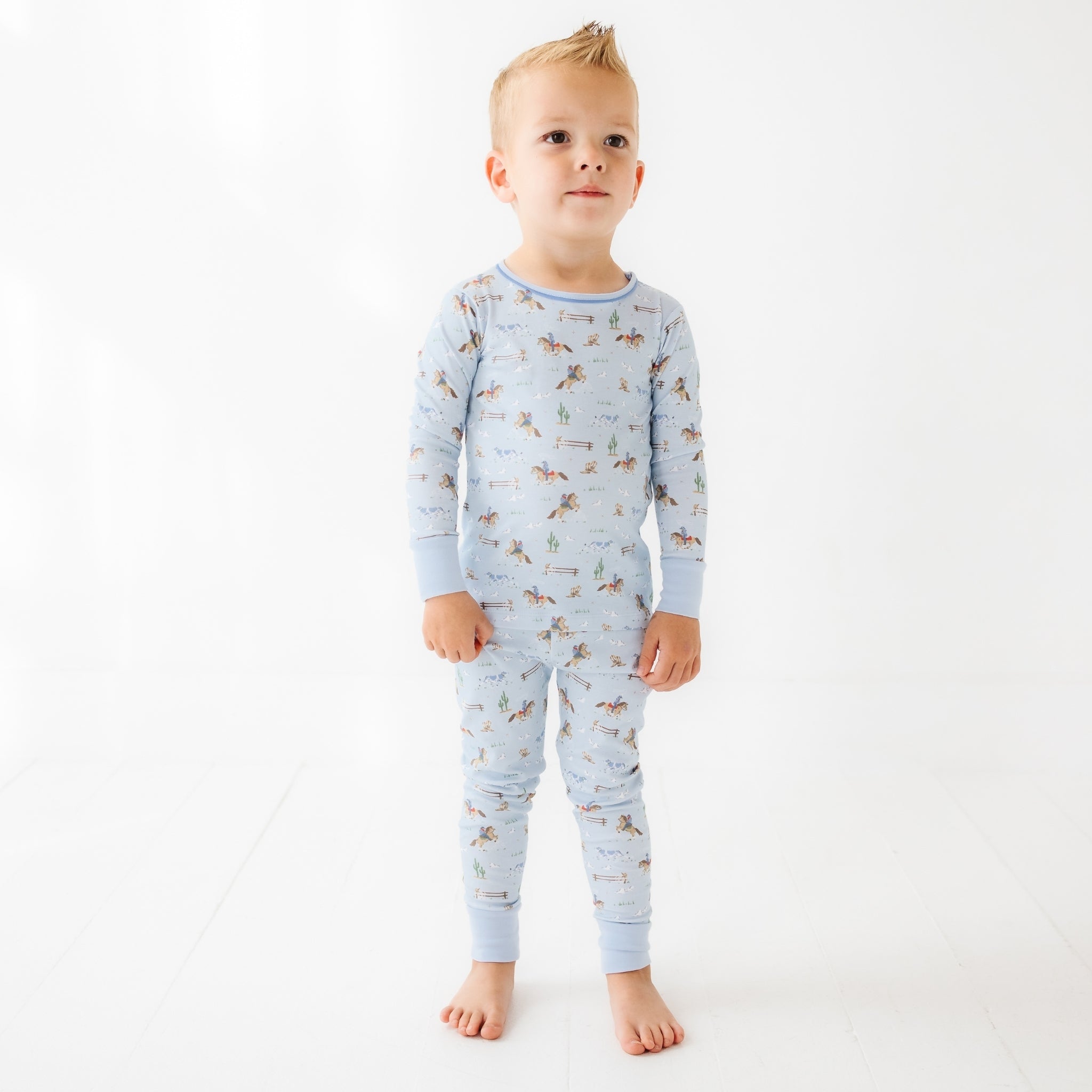 Little Wranglers Long Pajamas - Sky - Magnolia BabyLong Pajamas