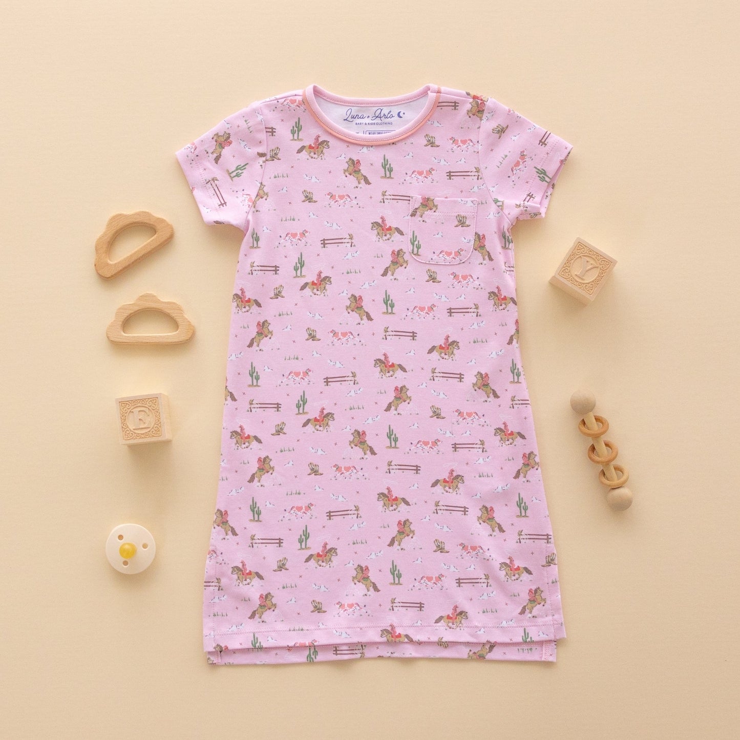 Little Wranglers Nightdress - Dusty Rose - Magnolia BabyNightdress