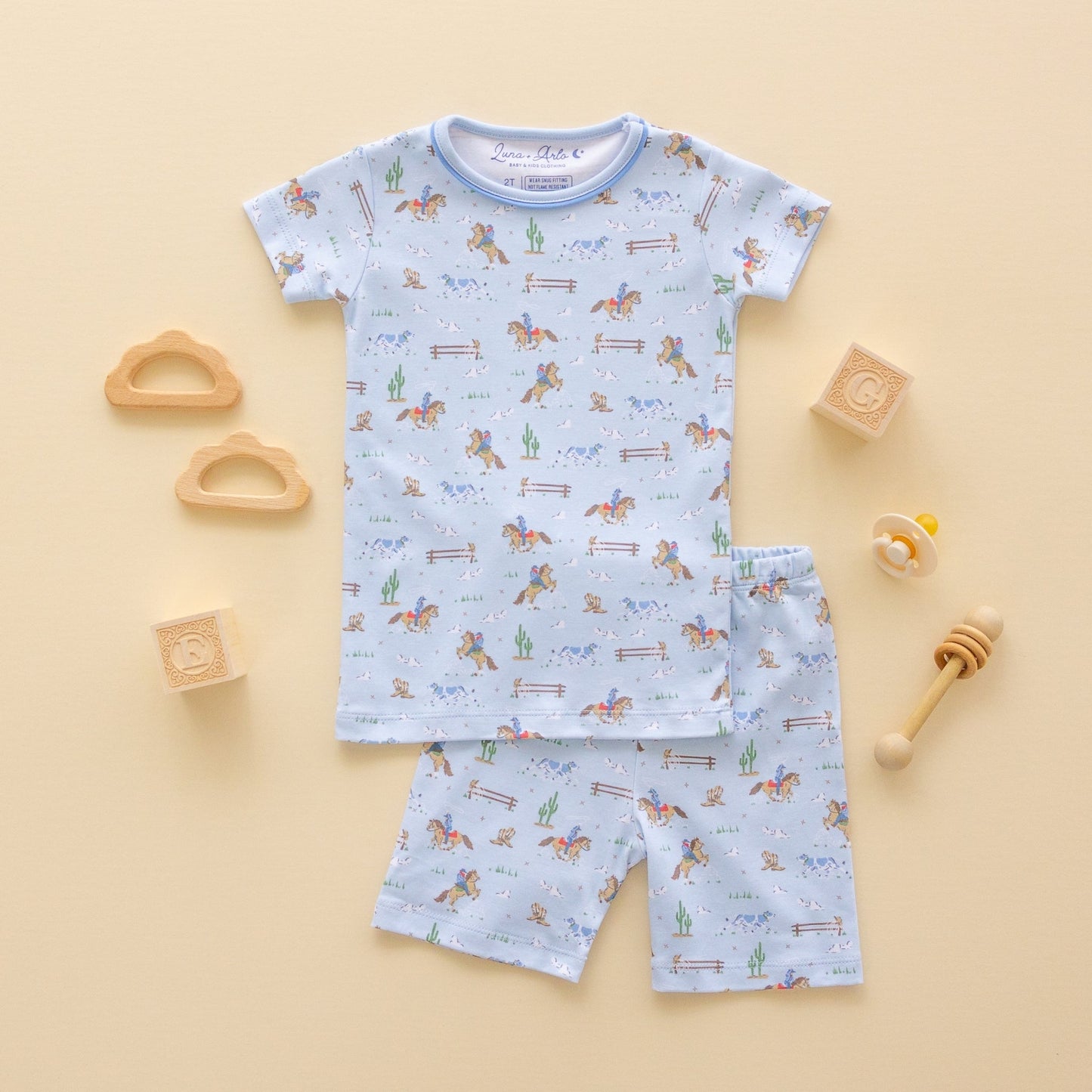 Little Wranglers Short Pajamas - Sky - Magnolia BabyShort Pajamas