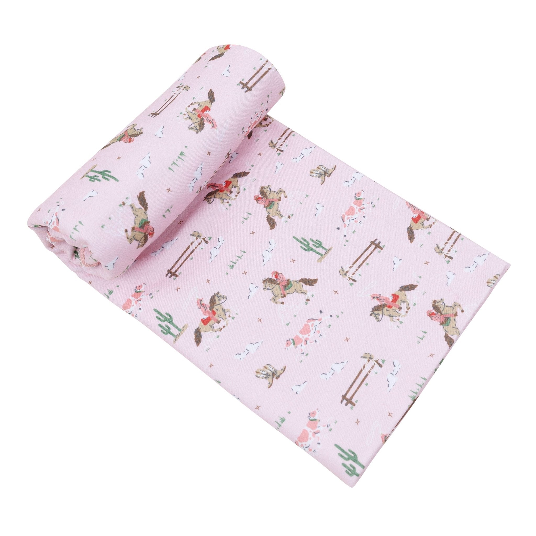 Little Wranglers Swaddle Blanket - Dusty Rose - Magnolia BabySwaddle Blanket