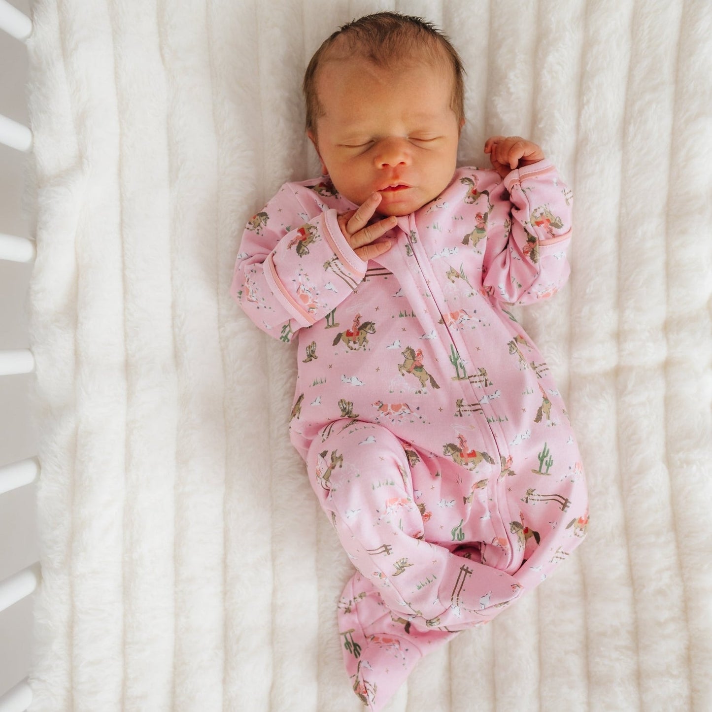 Little Wranglers Zip Footie - Dusty Rose - Magnolia BabyFootie