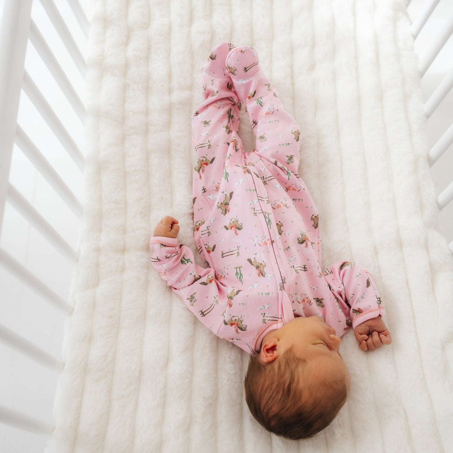 Little Wranglers Zip Footie - Dusty Rose - Magnolia BabyFootie