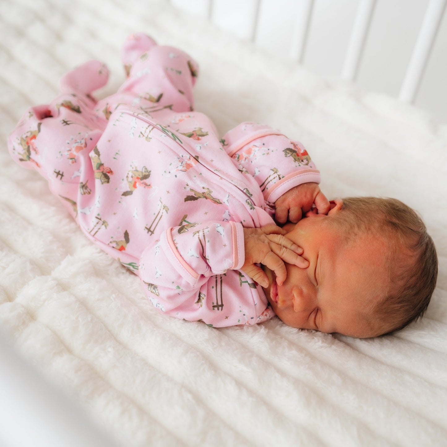 Little Wranglers Zip Footie - Dusty Rose - Magnolia BabyFootie