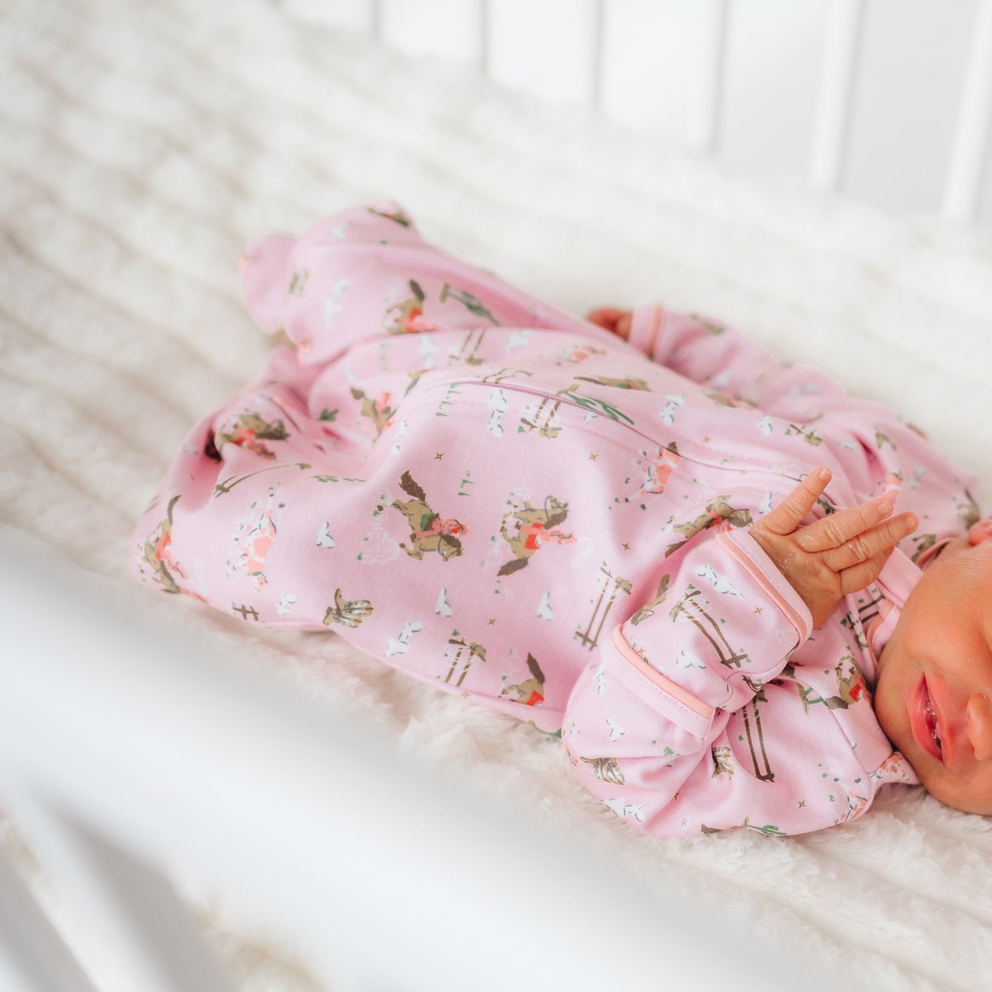 Little Wranglers Zip Footie - Dusty Rose - Magnolia BabyFootie