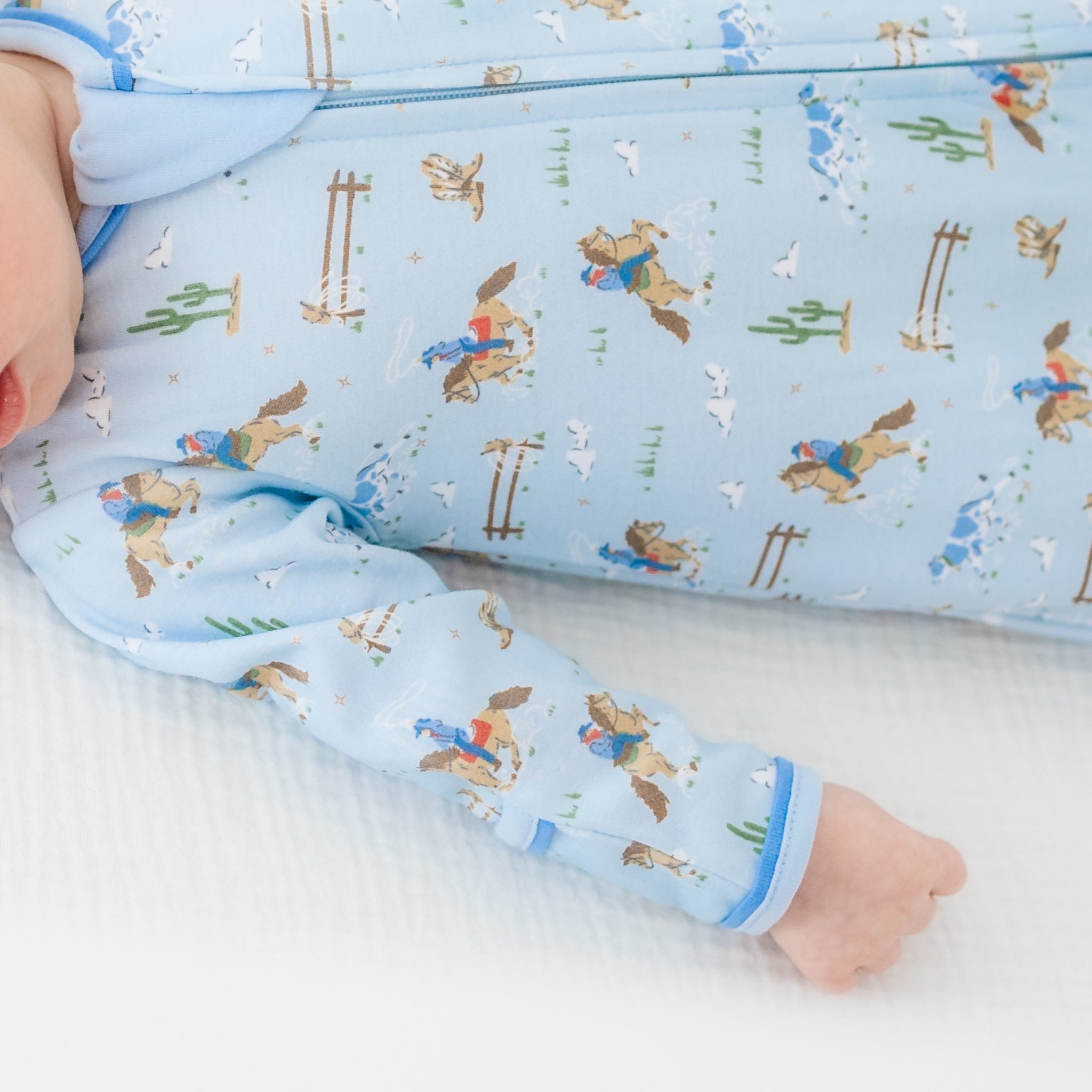 Little Wranglers Zip Footie - Sky - Magnolia BabyFootie