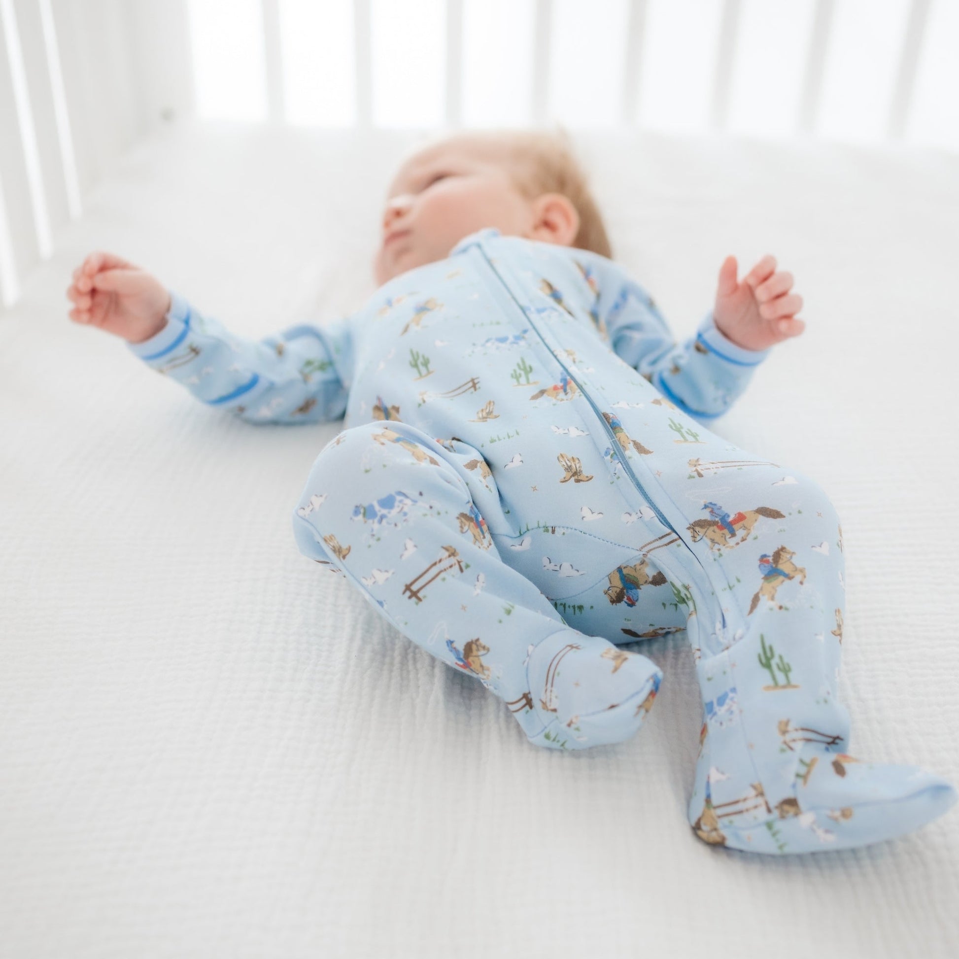 Little Wranglers Zip Footie - Sky - Magnolia BabyFootie