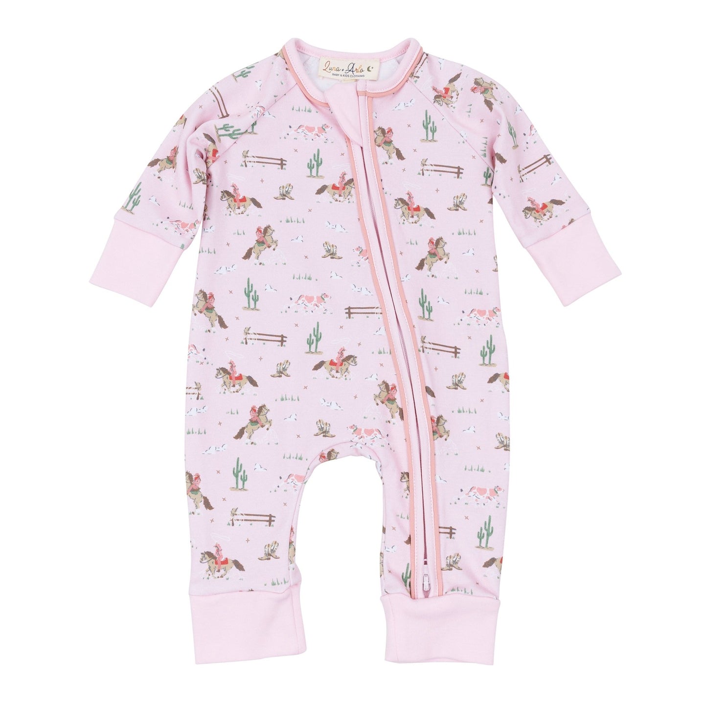 Little Wranglers Zip Playsuit - Dusty Rose - Magnolia BabyPlaysuit