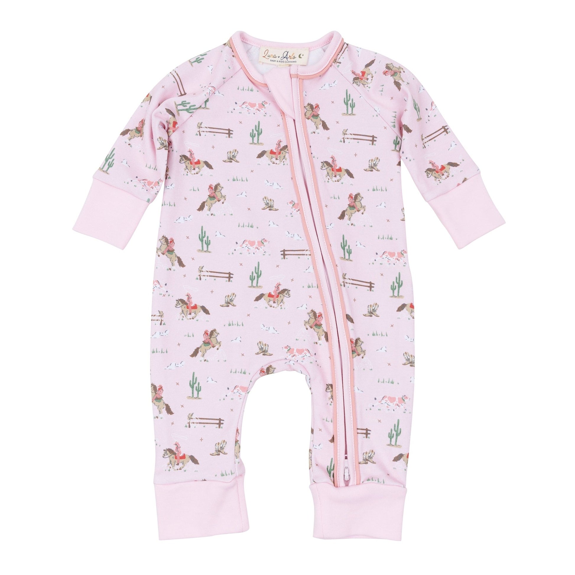 Little Wranglers Zip Playsuit - Dusty Rose - Magnolia BabyPlaysuit