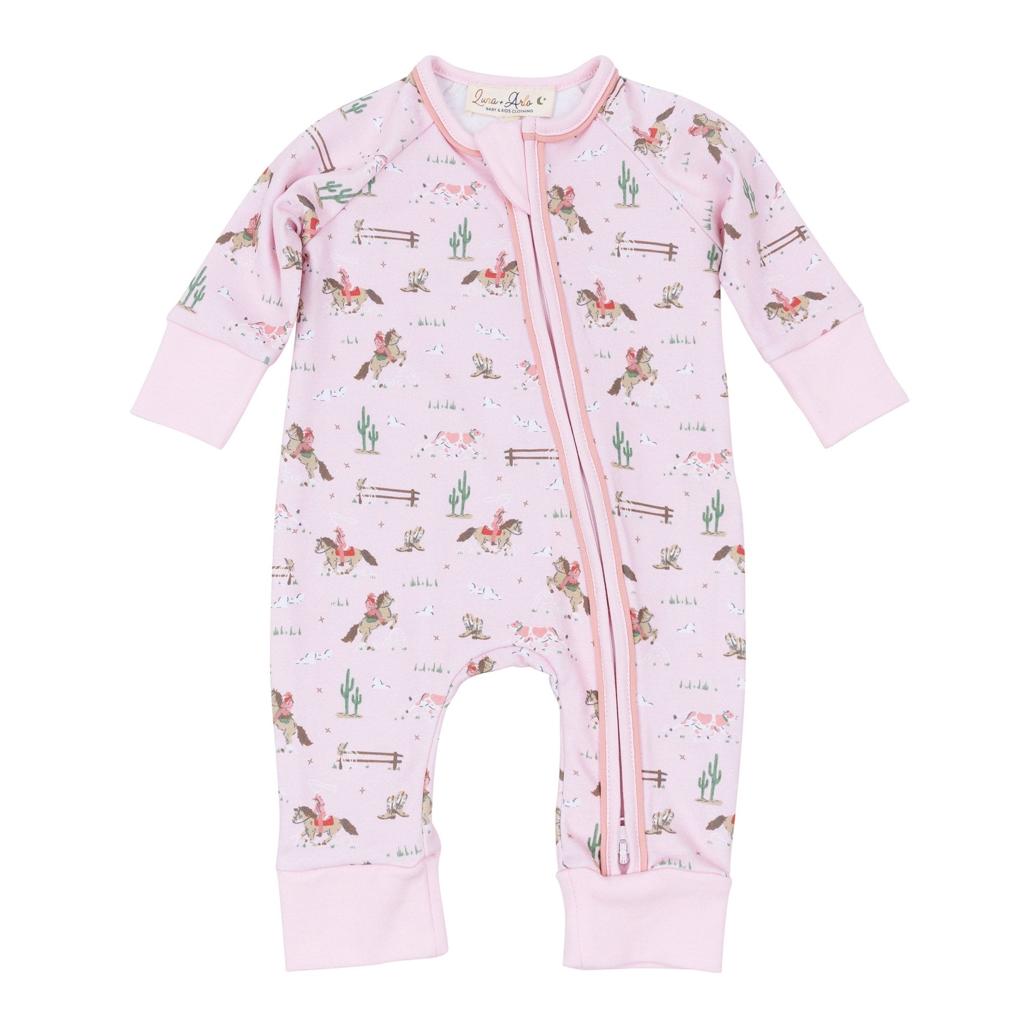 Little Wranglers Zip Playsuit - Dusty Rose - Magnolia BabyPlaysuit