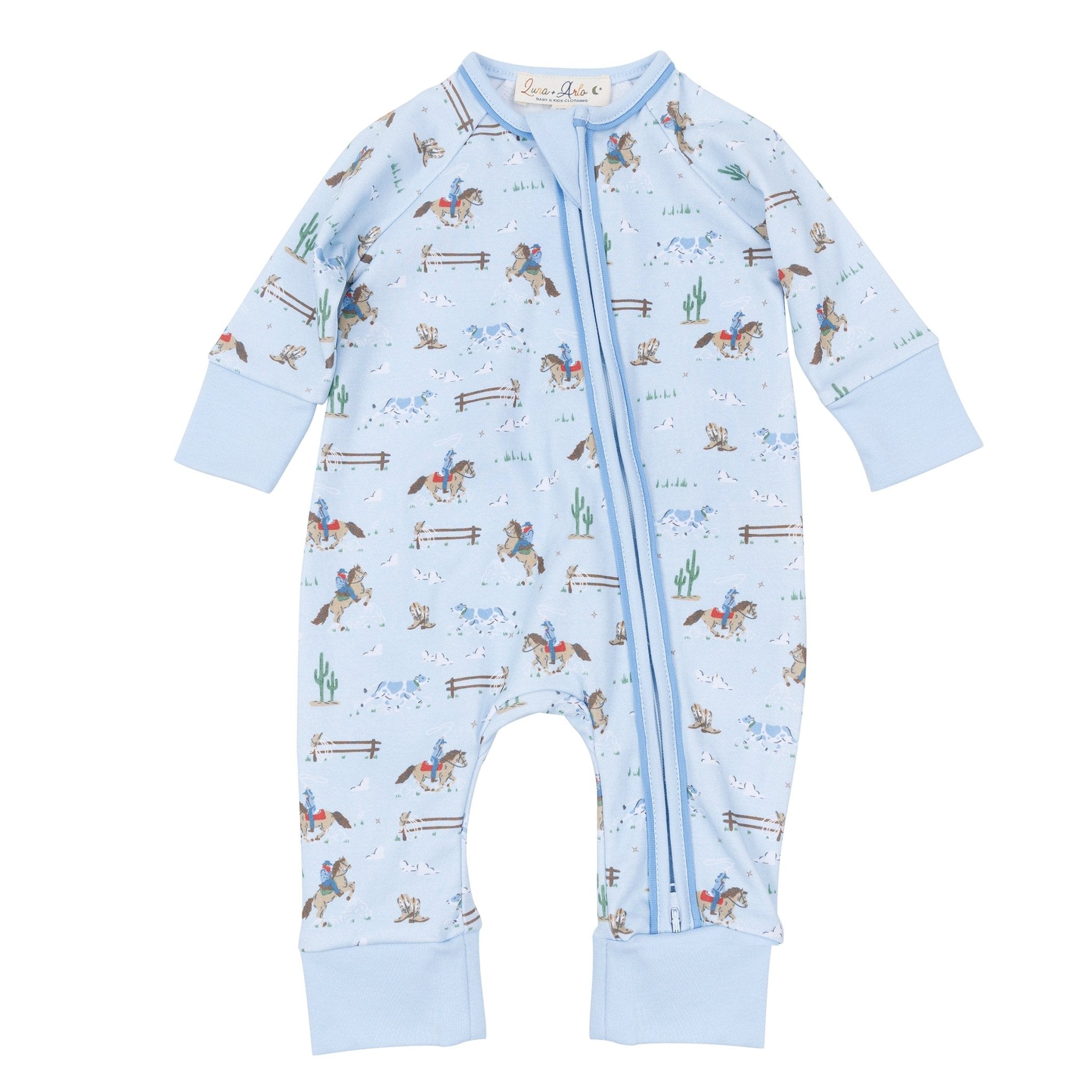 Little Wranglers Zip Playsuit - Sky - Magnolia BabyPlaysuit