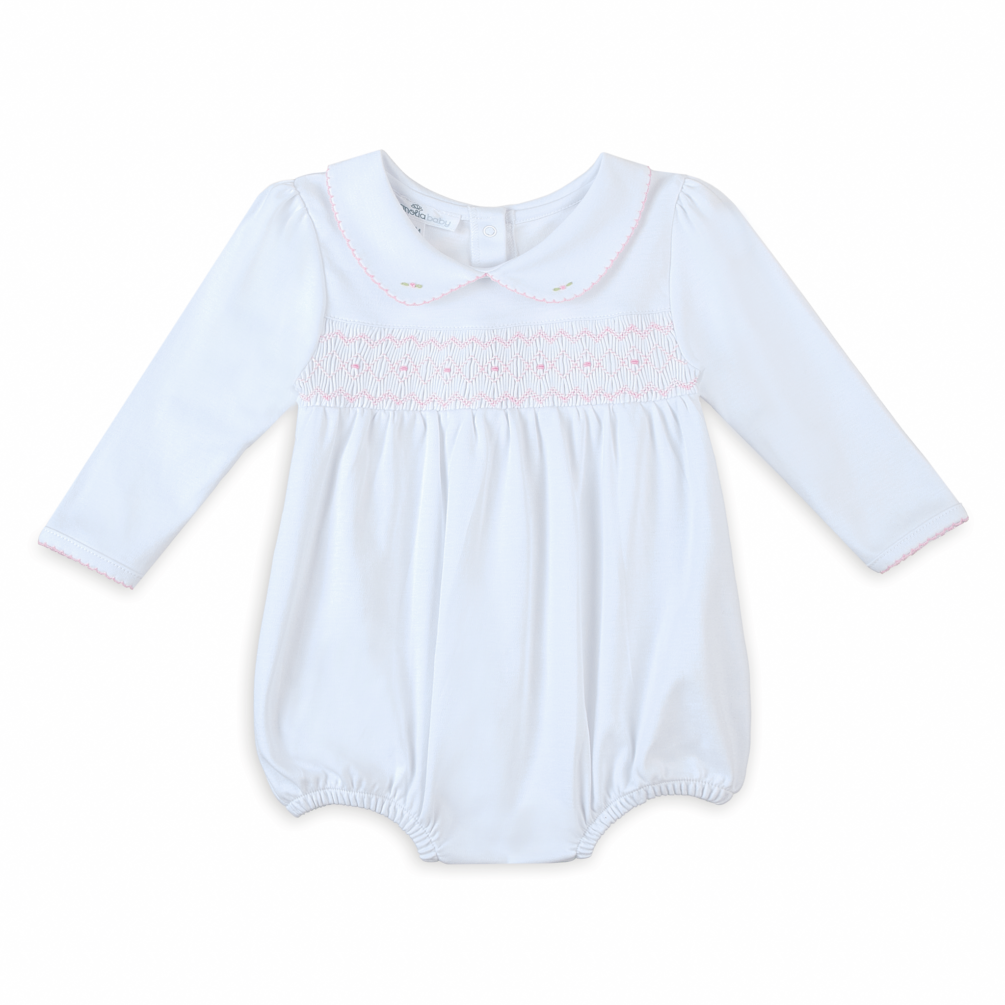 Lizzie's Classics Smocked Long Sleeve Bubble - Pink - Magnolia BabyBubble