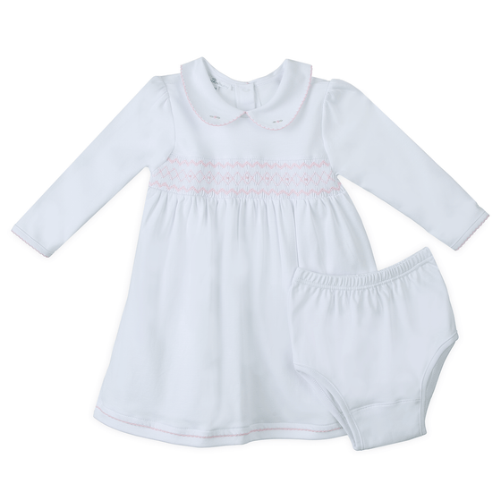 Lizzie's Classics Smocked Long Sleeve Dress - Pink - Magnolia BabyDress