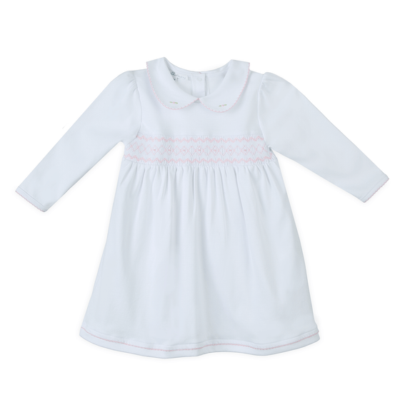 Lizzie's Classics Smocked Long Sleeve Dress - Pink - Magnolia BabyDress