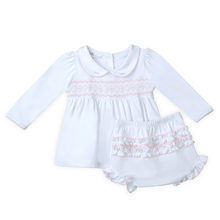  Lizzie's Classics Smocked Ruffle Long Sleeve Diaper Cover Set - Pink - Magnolia BabyDiaper Cover